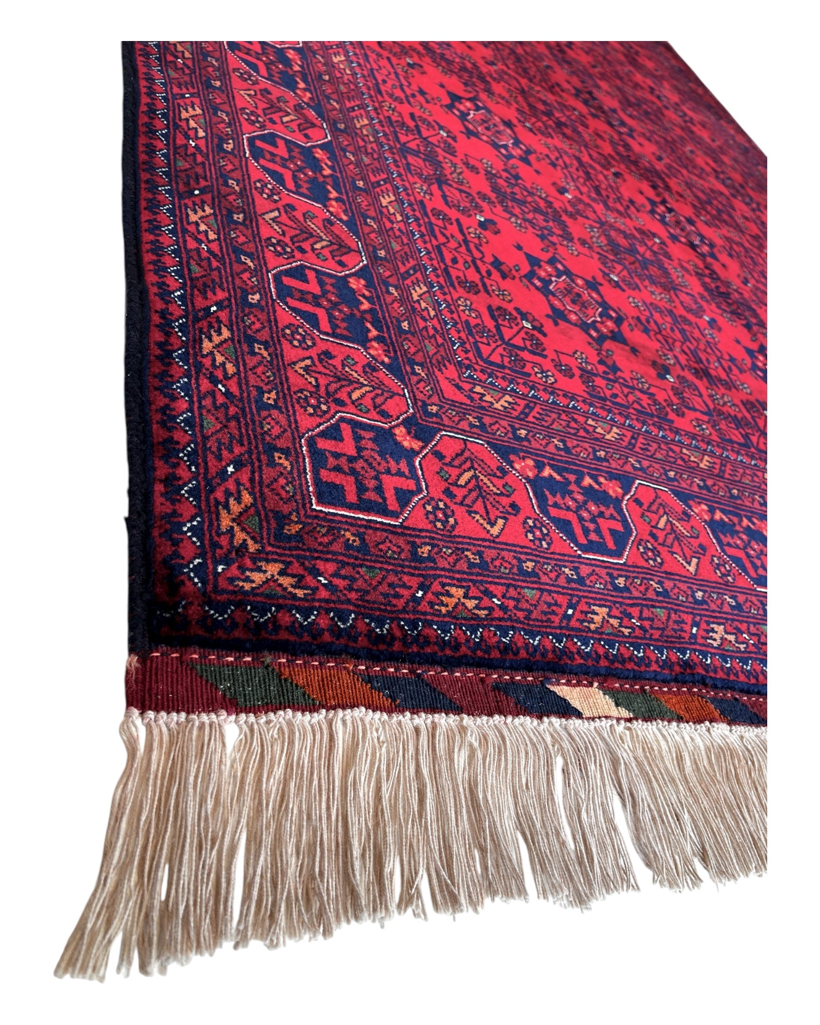 198cm x 152cm Red & Navy Andkhoy Rug