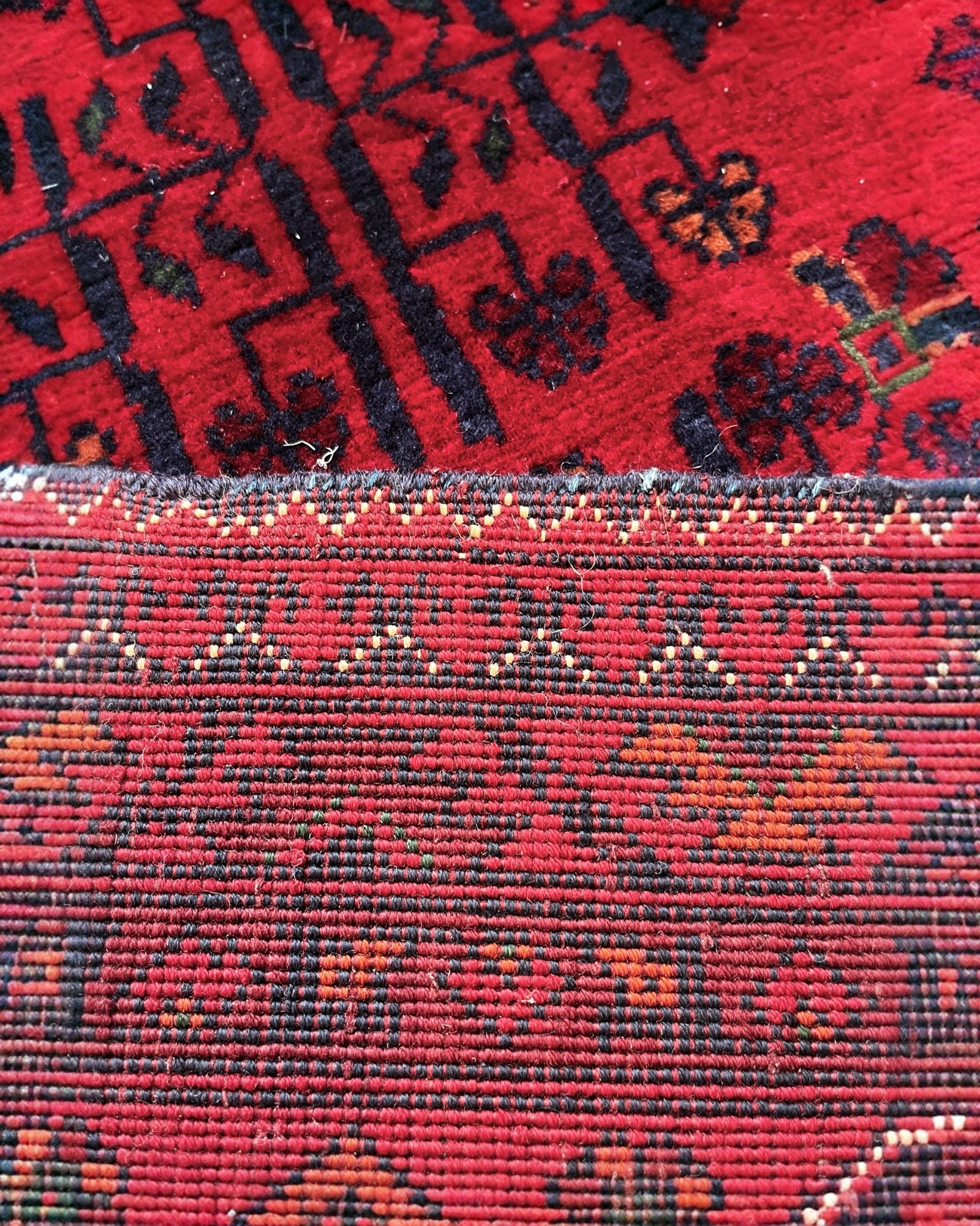 204cm x 150cm Red & Navy Andkhoy Rug