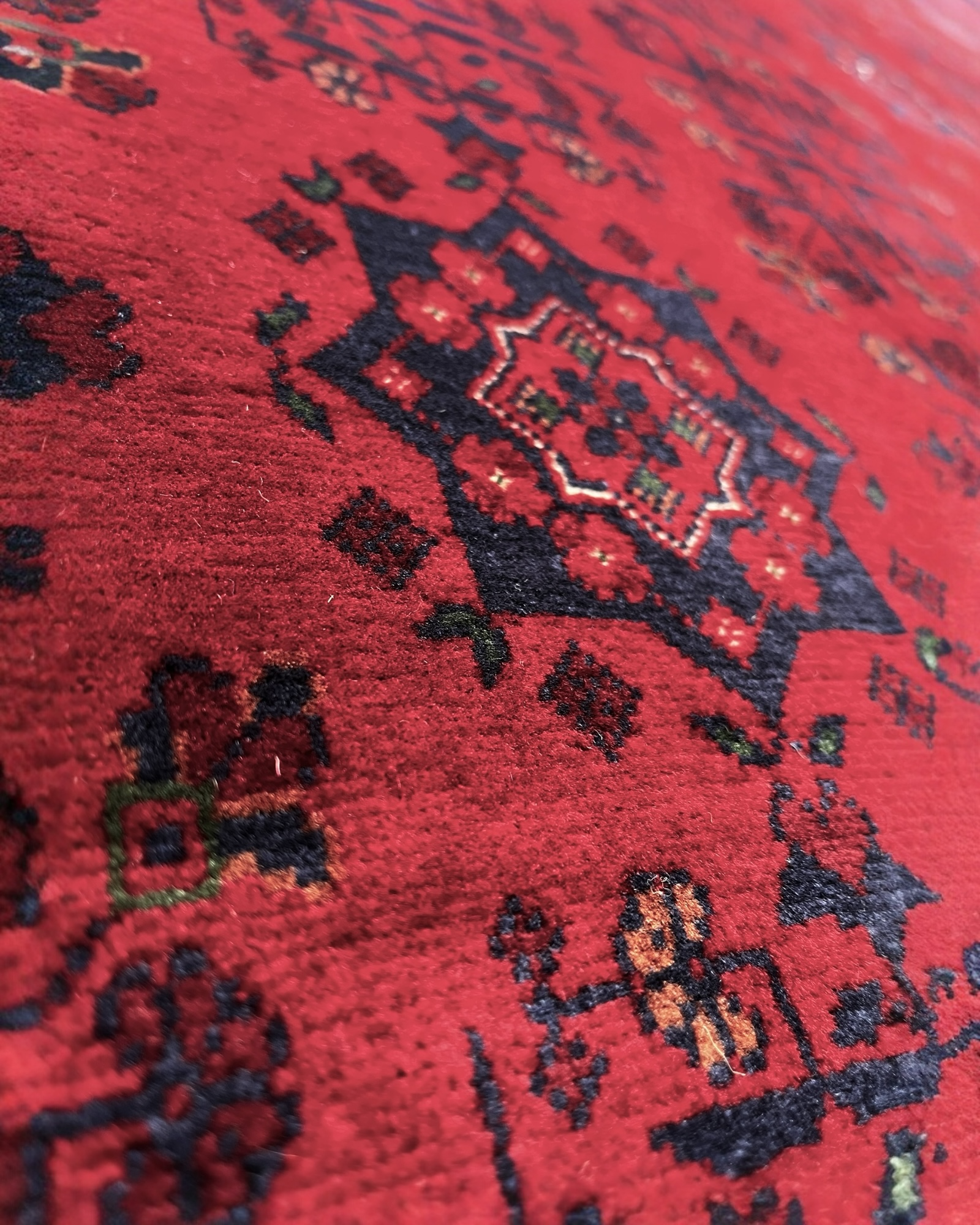 204cm x 150cm Red & Navy Andkhoy Rug