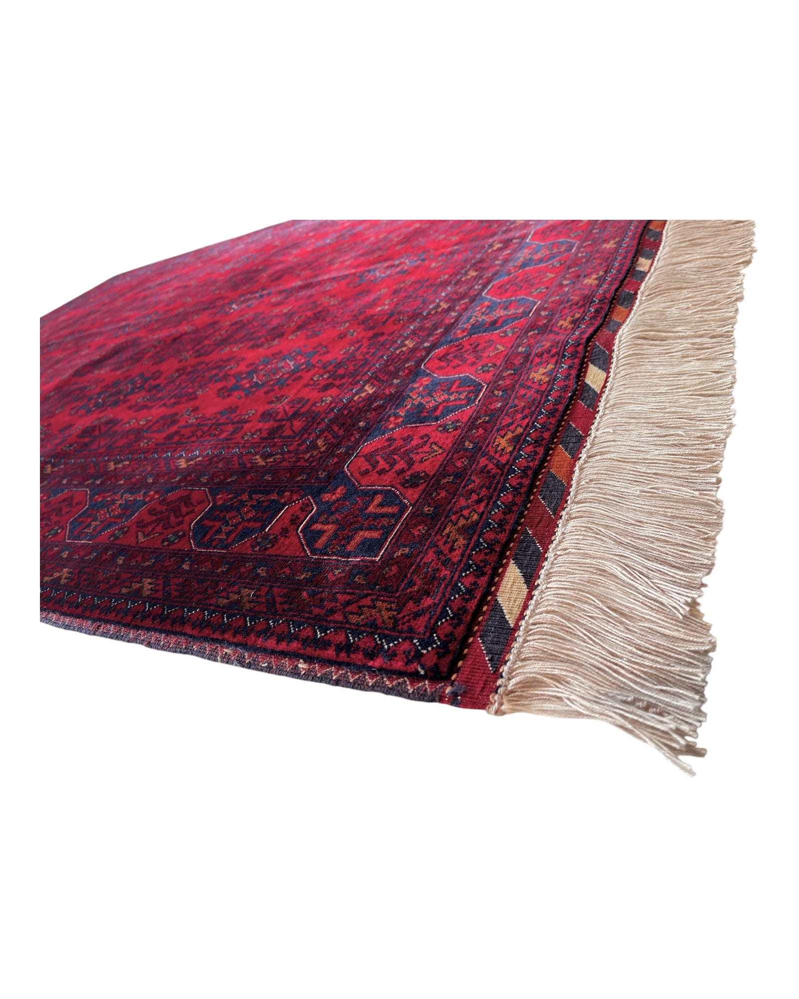 204cm x 150cm Red & Navy Andkhoy Rug