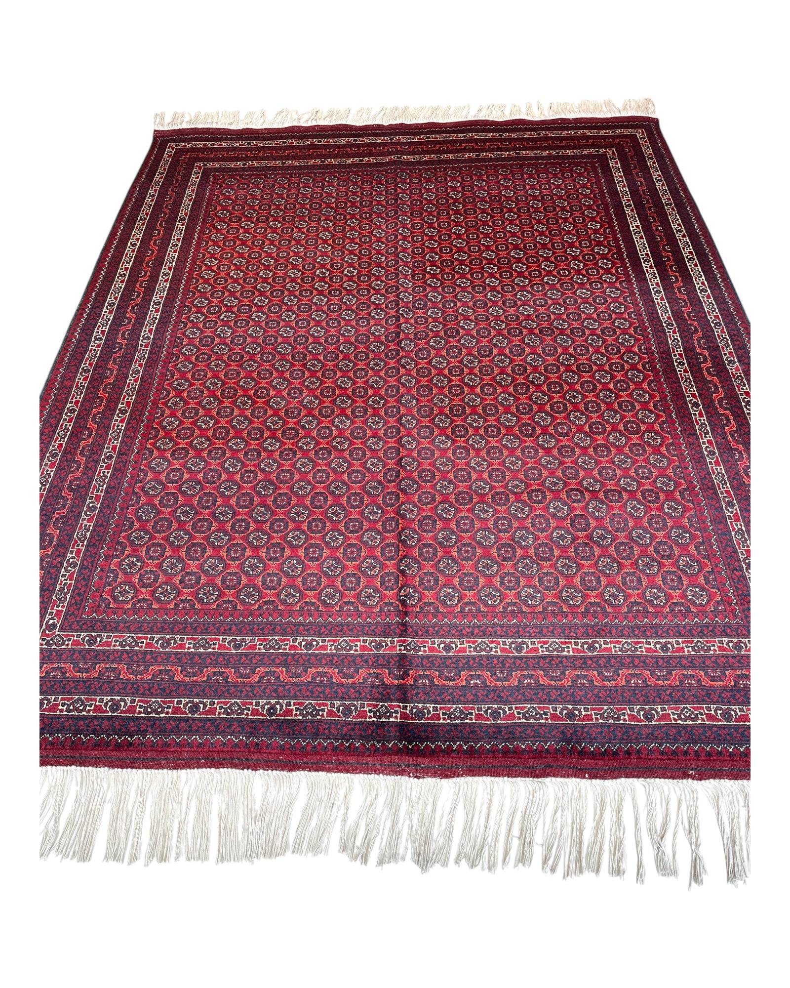195cm x 155cm Red & Cream Fine Roshnai Rug