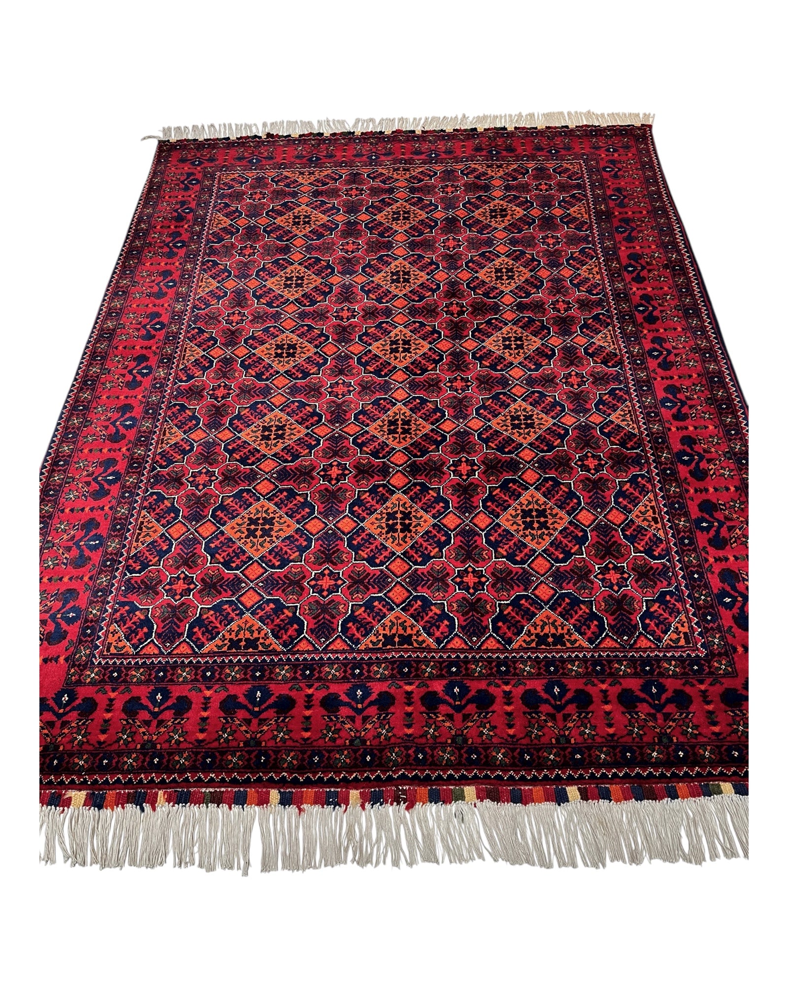 190cm x 146cm Red & Orange Yousef Bey Rug