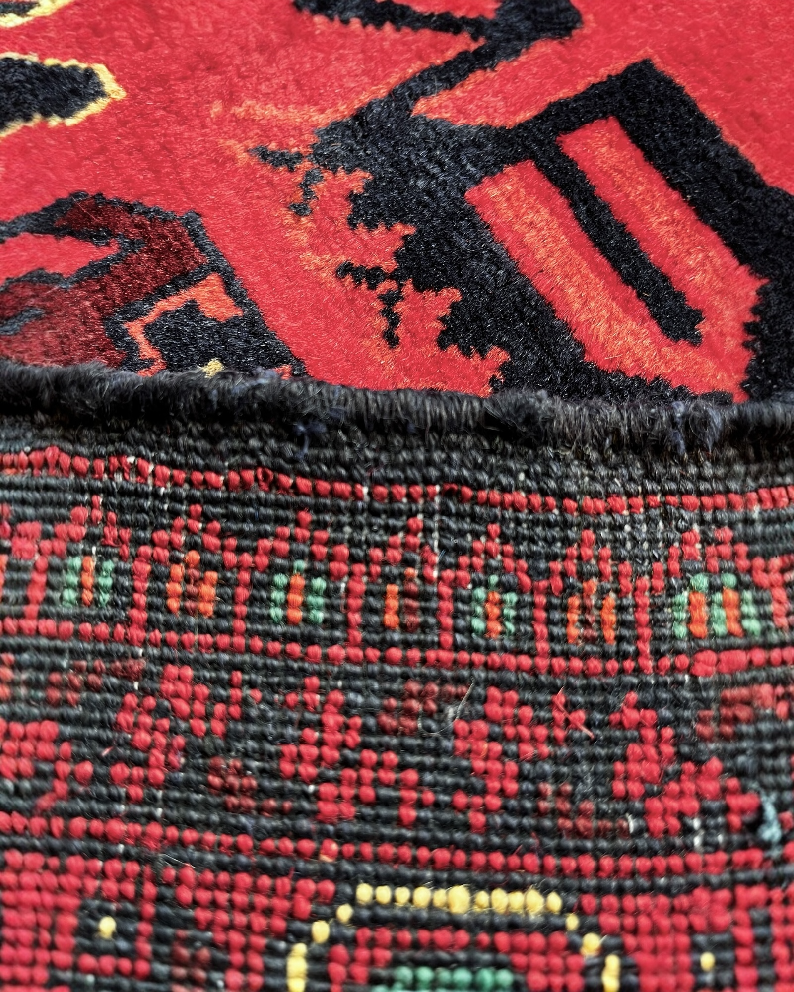 202cm x 155cm Red & Black Snowflake Rug