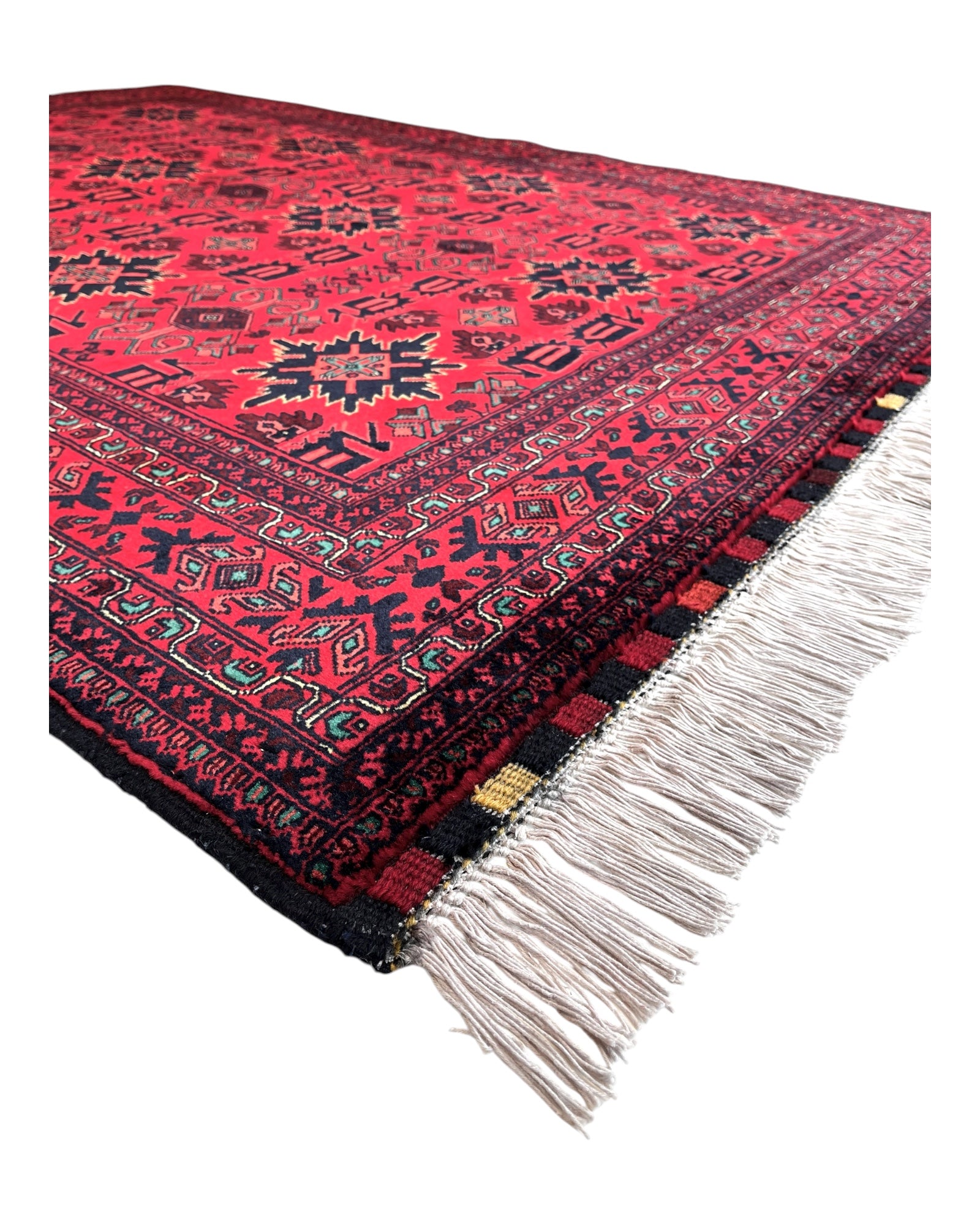 202cm x 155cm Red & Black Snowflake Rug