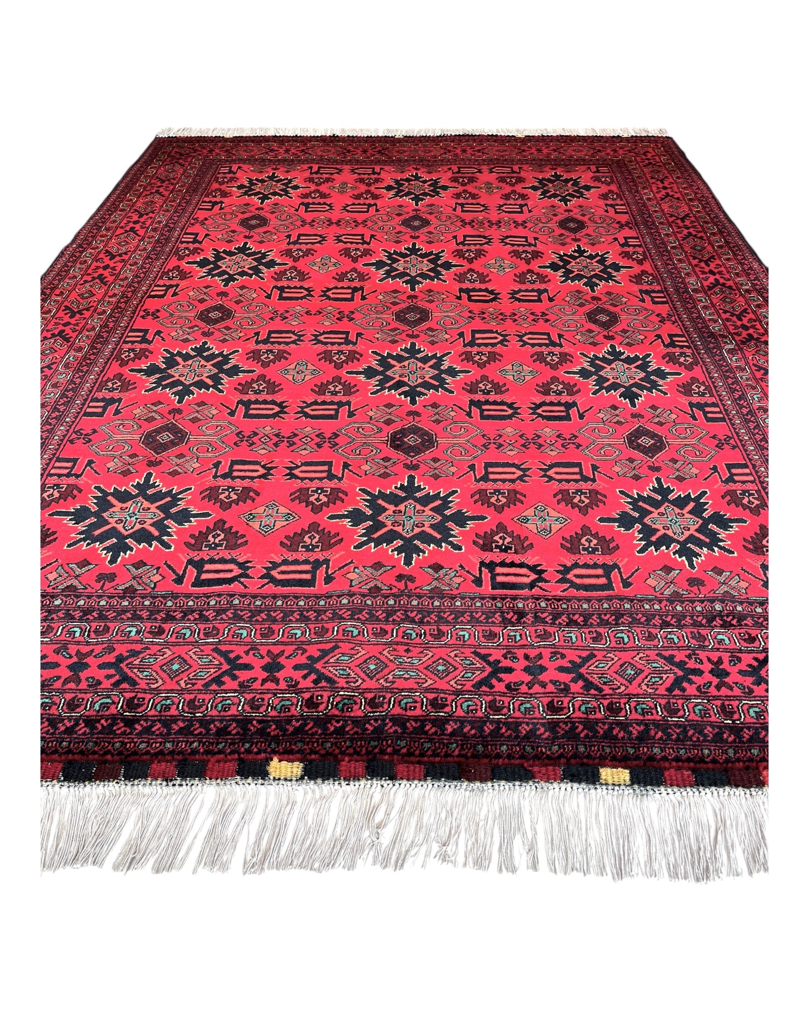 202cm x 155cm Red & Black Snowflake Rug