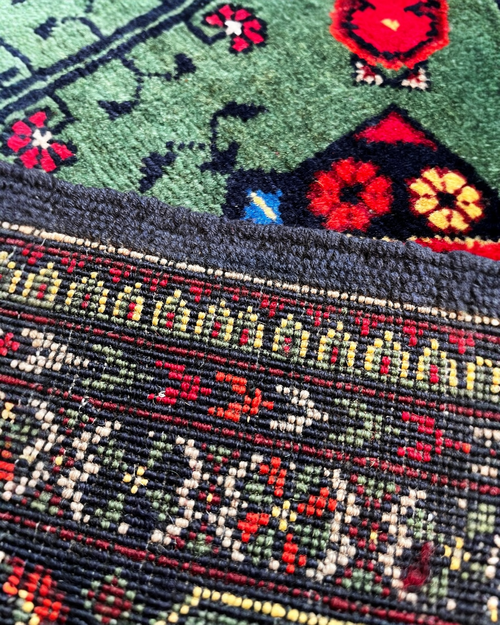 195cm x 150cm Green & Red Andkhoy Rug