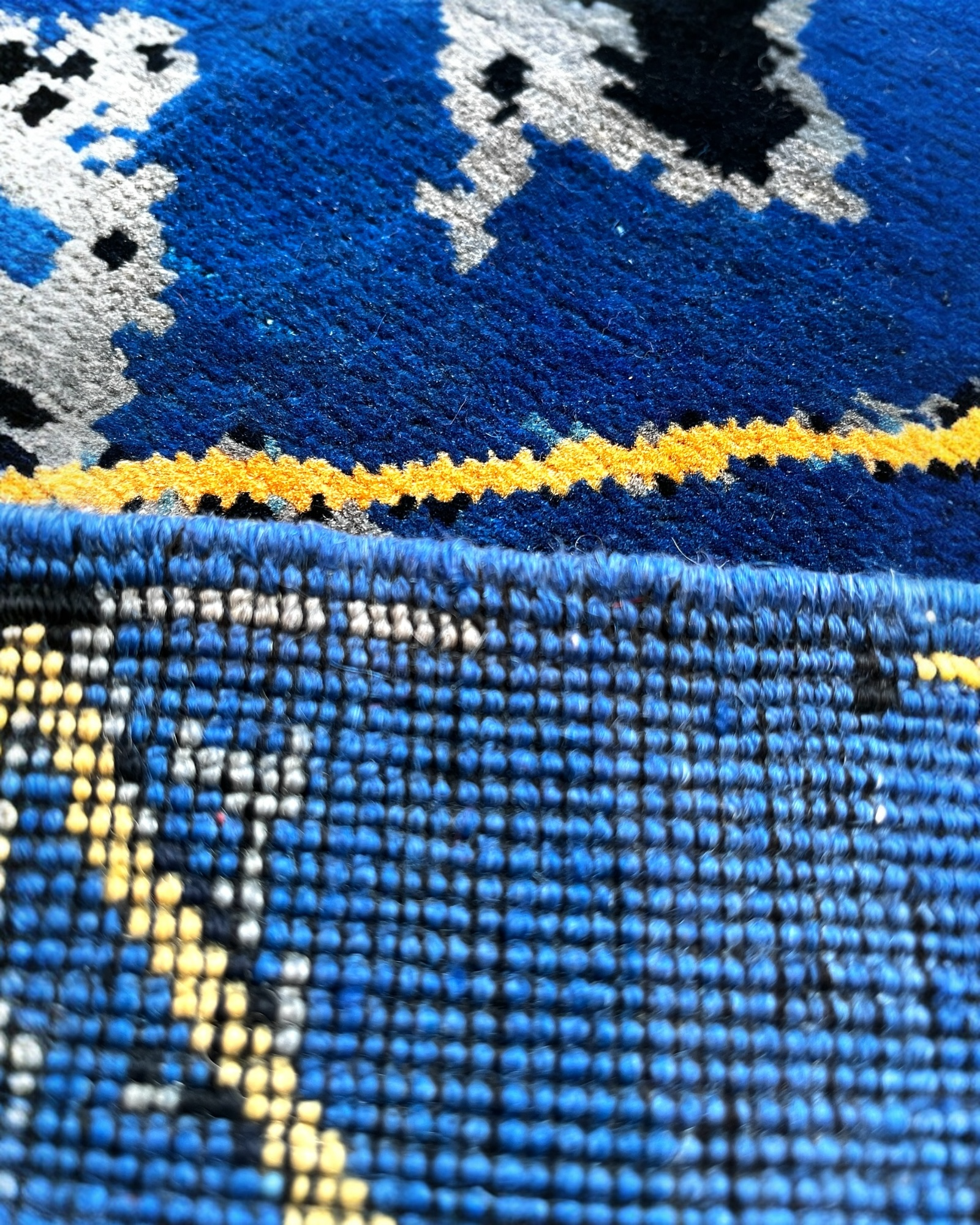 196cm x 154cm Blue Contemporary Afghan Rug