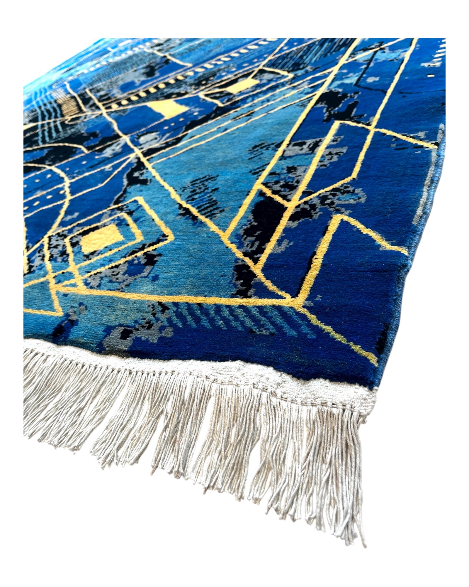 196cm x 154cm Blue Contemporary Afghan Rug