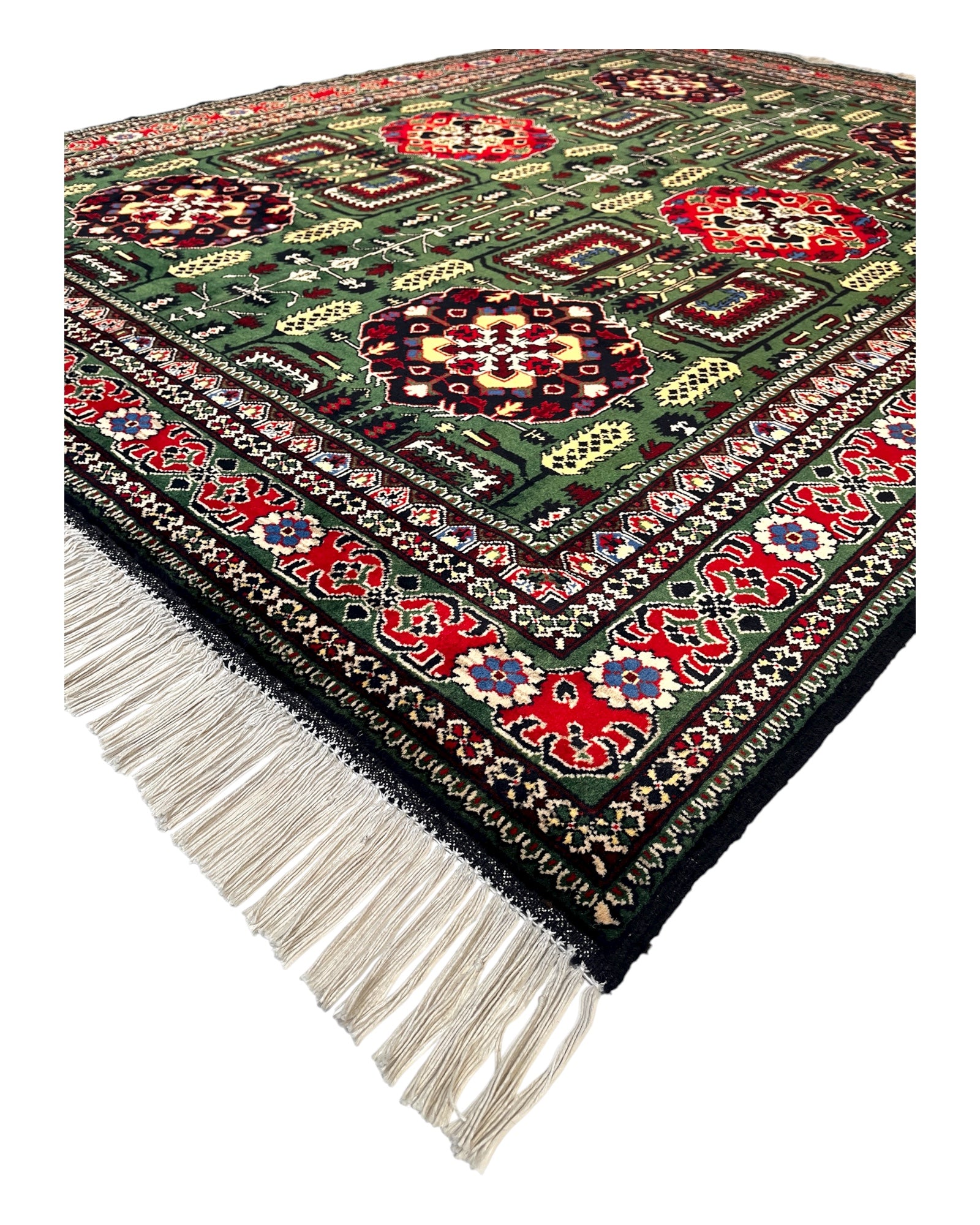 200cm x 152cm Green & Red Charshango Rug