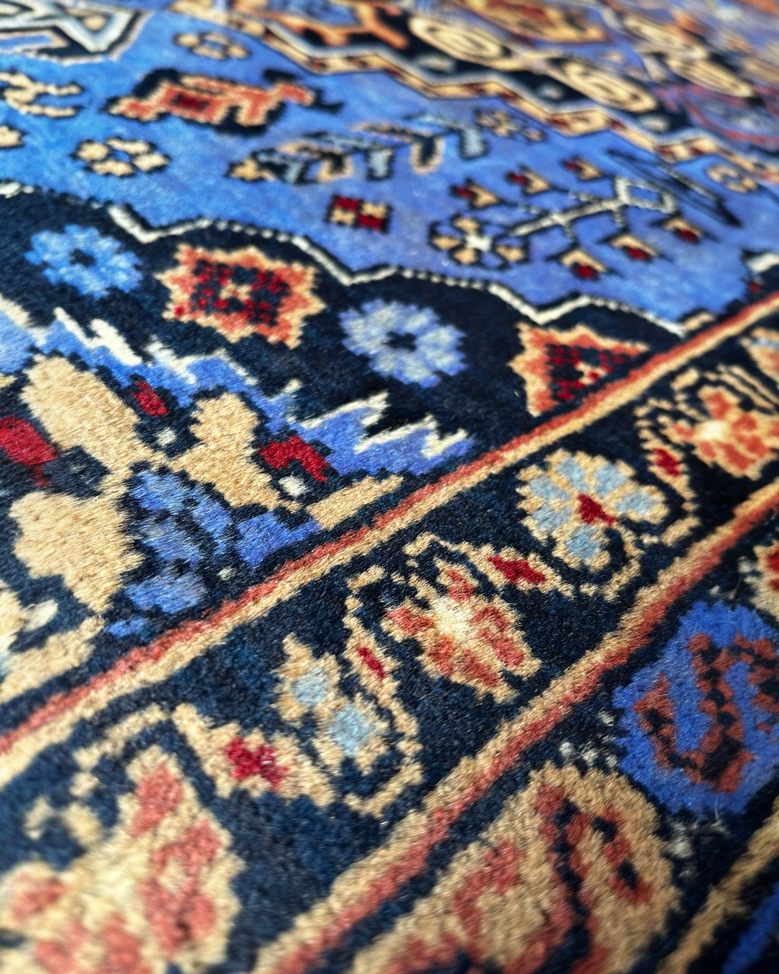 200cm x 150cm Blue & Copper Andkhoy Rug