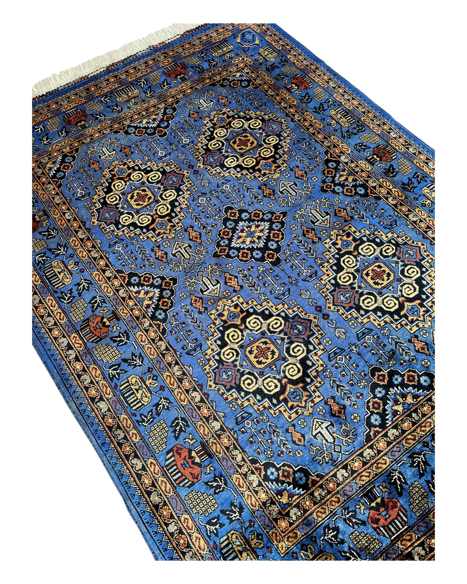 200cm x 150cm Blue & Copper Andkhoy Rug