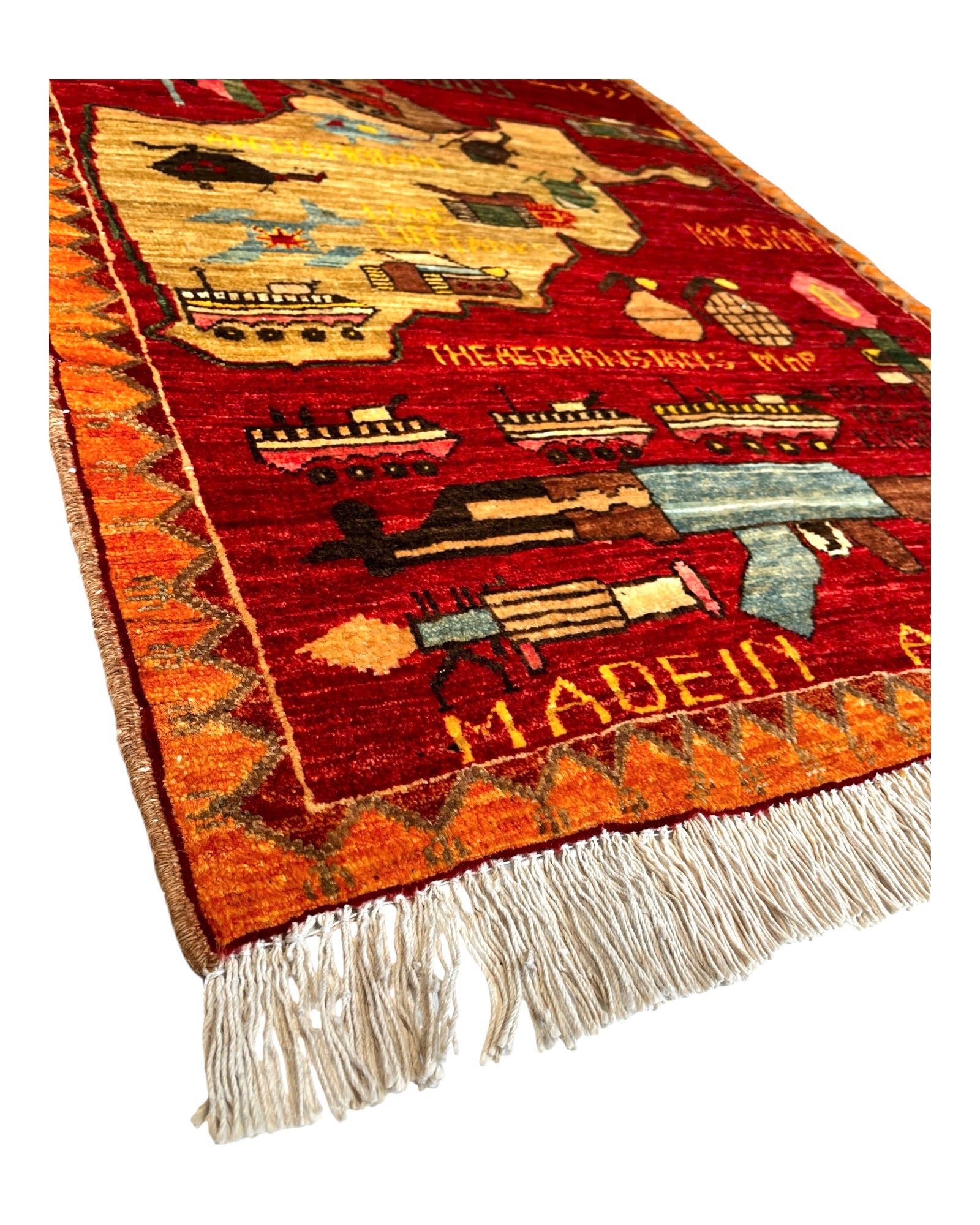 125cm x 83cm Red & Orange War Rug