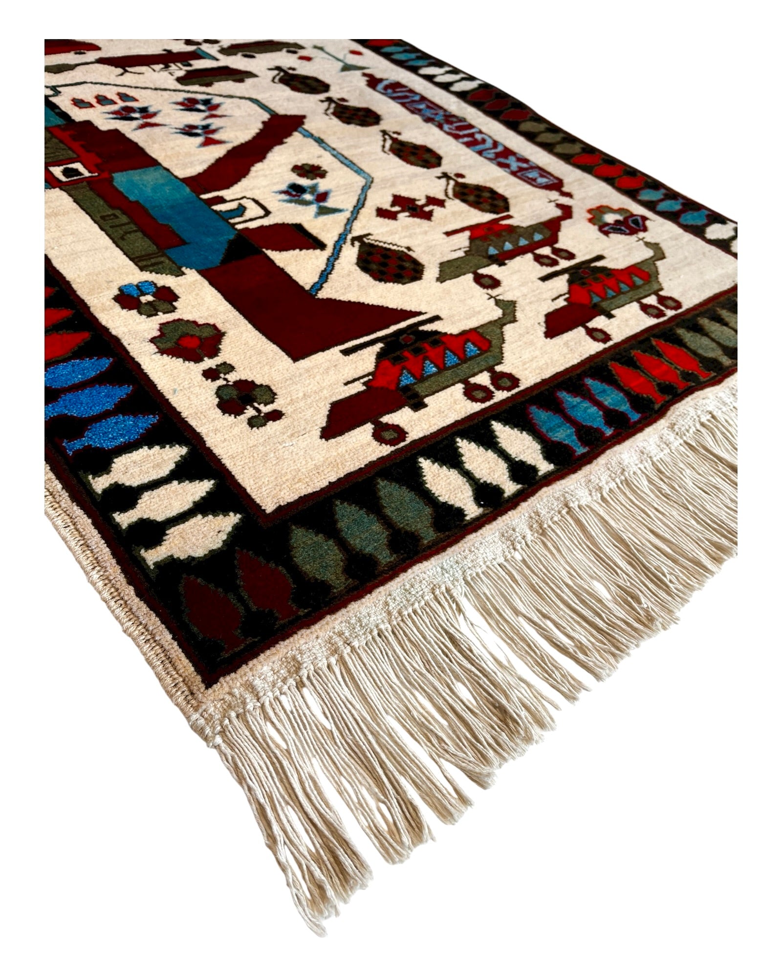 120cm x 86cm Cream & Burgundy War Rug
