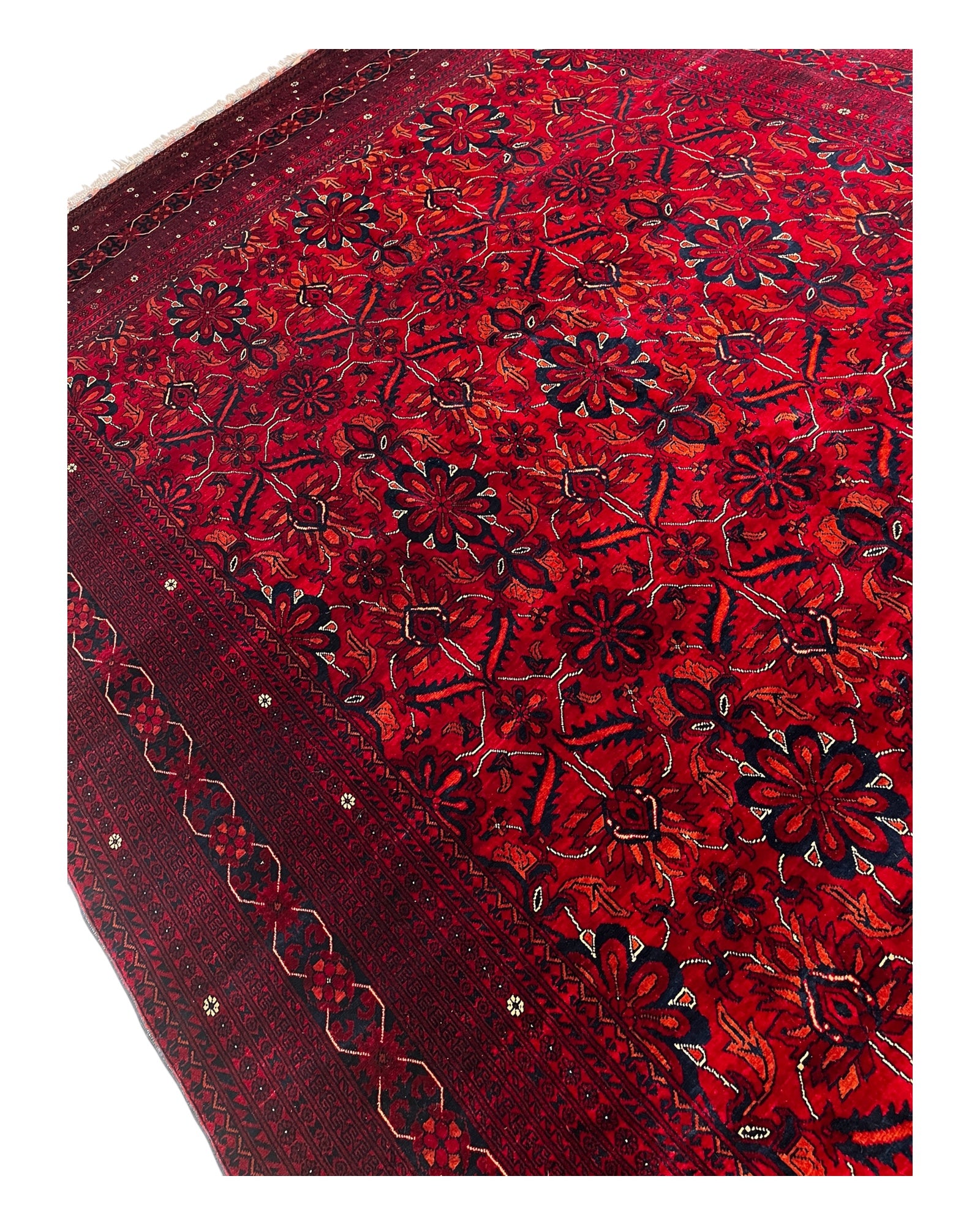 287cm x 206cm Traditional Deep Red Afghan Rug