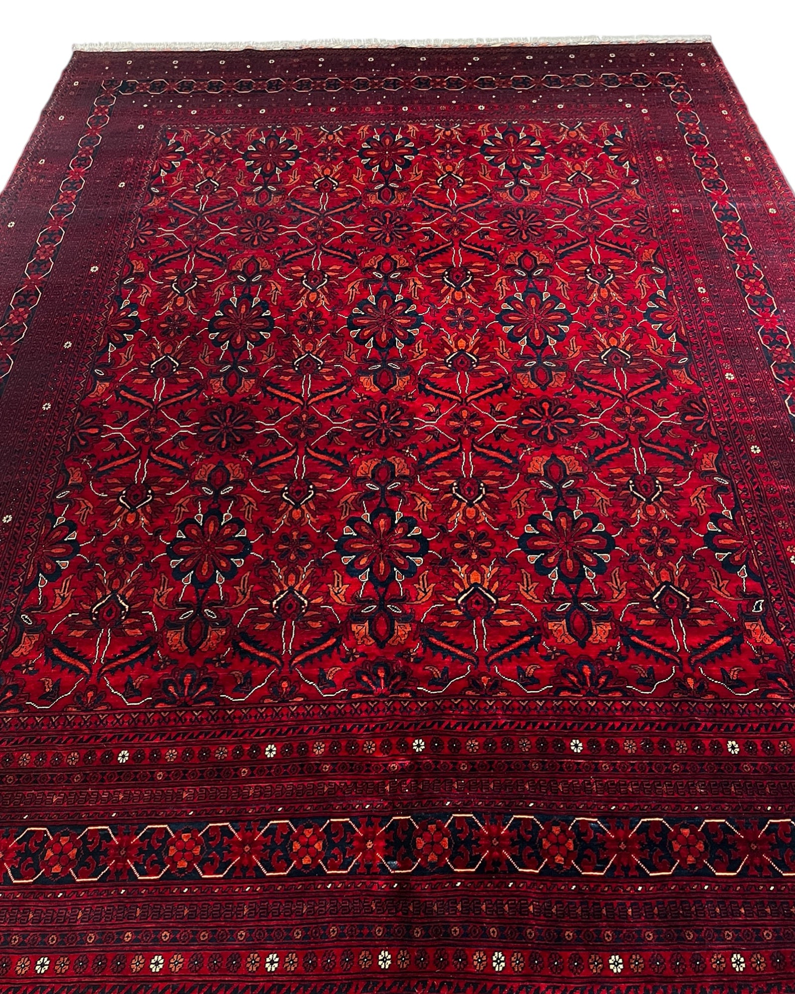 287cm x 206cm Traditional Deep Red Afghan Rug