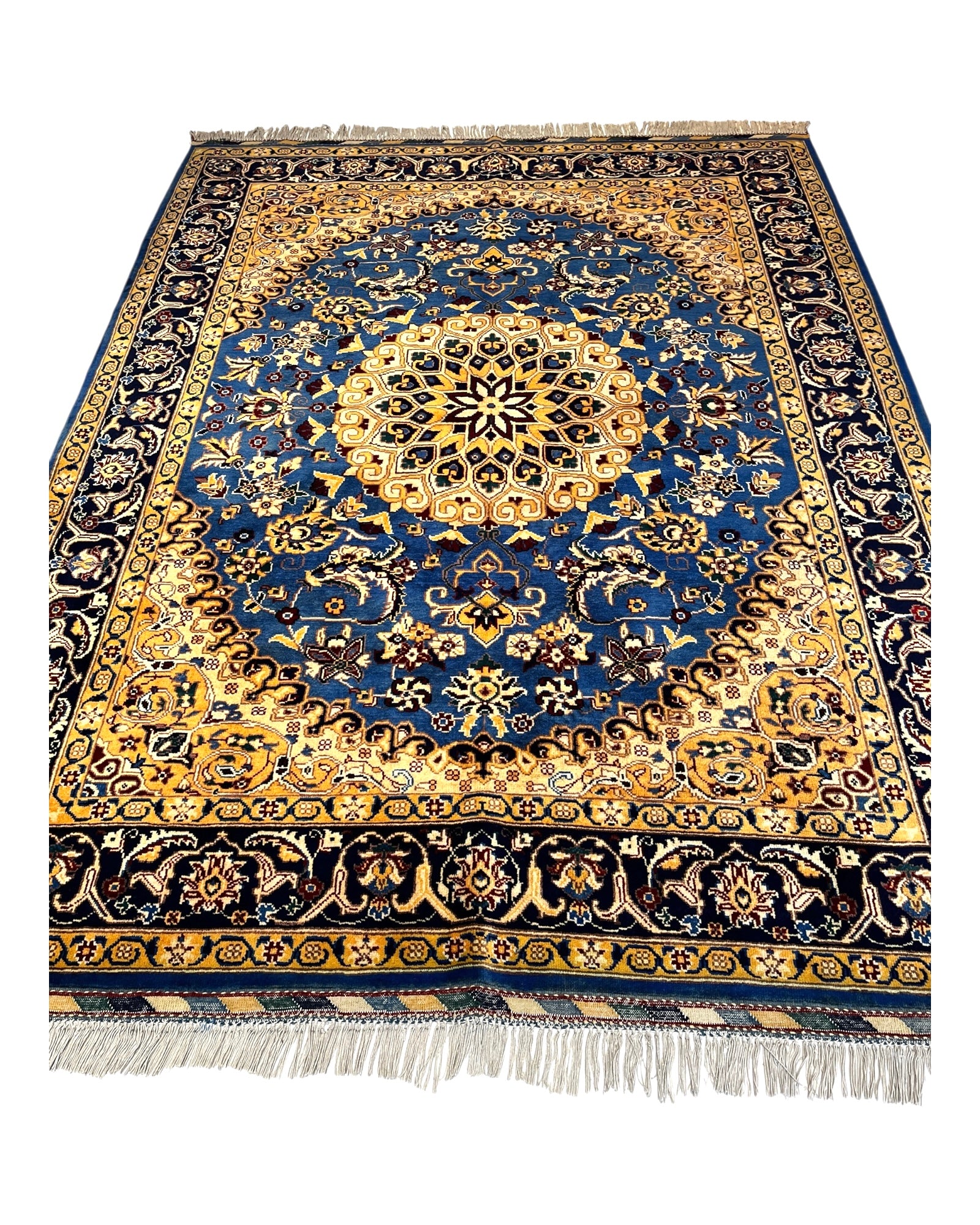 202cm x 155cm Sunflower Yellow & Blue Afghan Rug