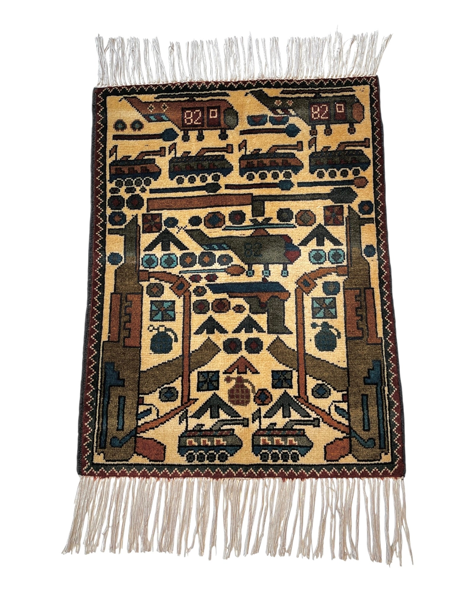 80cm x 60cm Cream & Blue War Rug