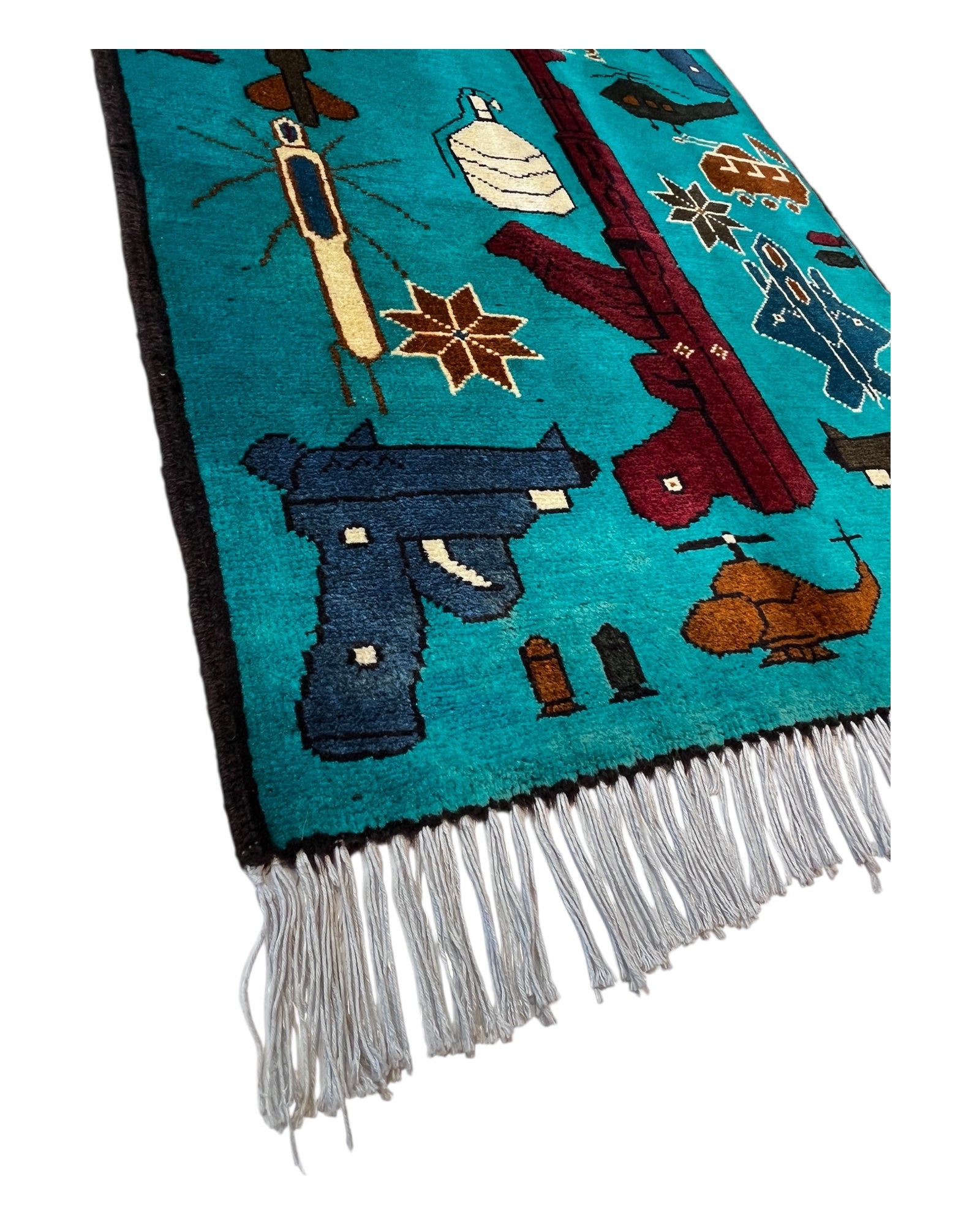 80cm x 60cm Turquoise & Blue War Rug