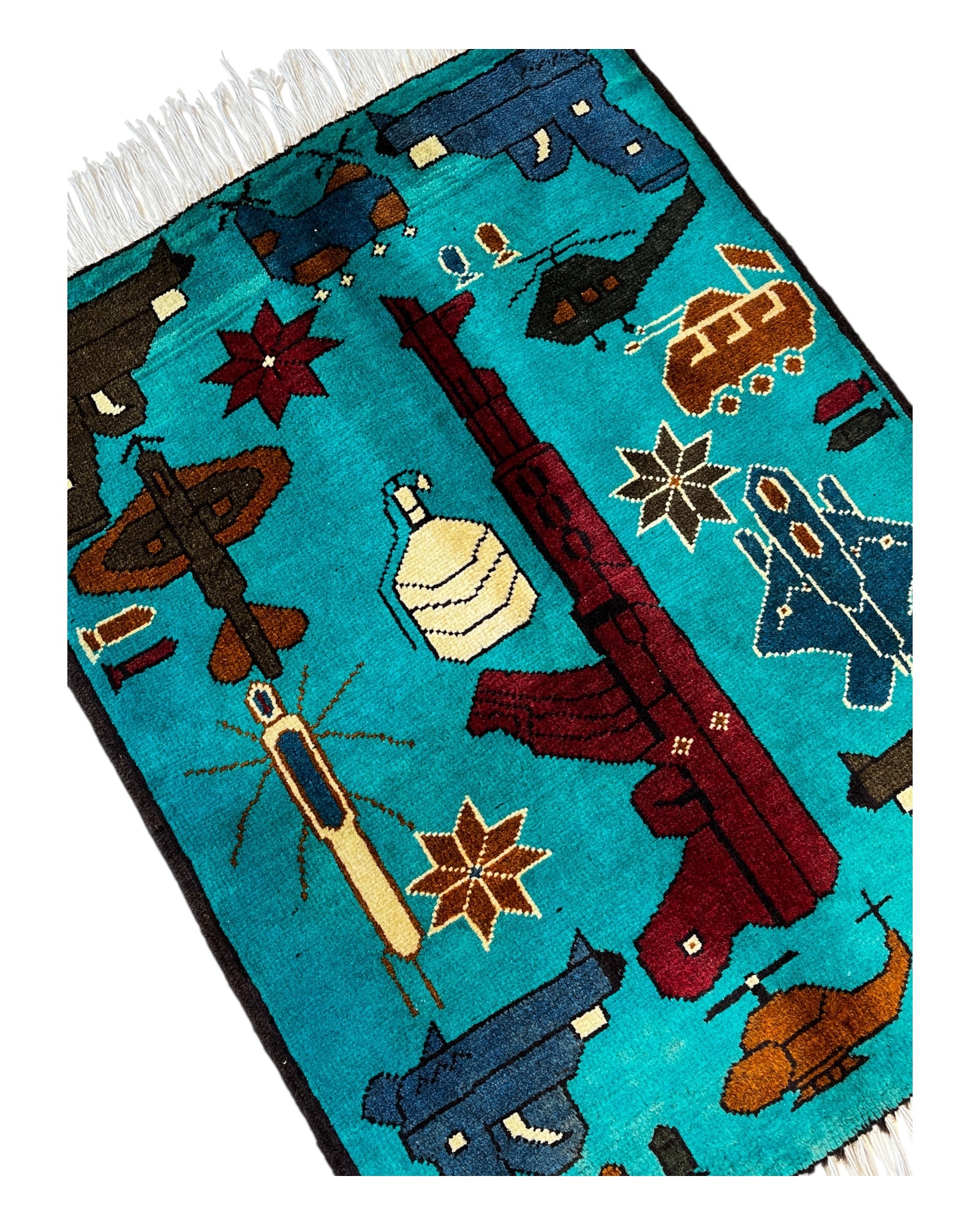 80cm x 60cm Turquoise & Blue War Rug