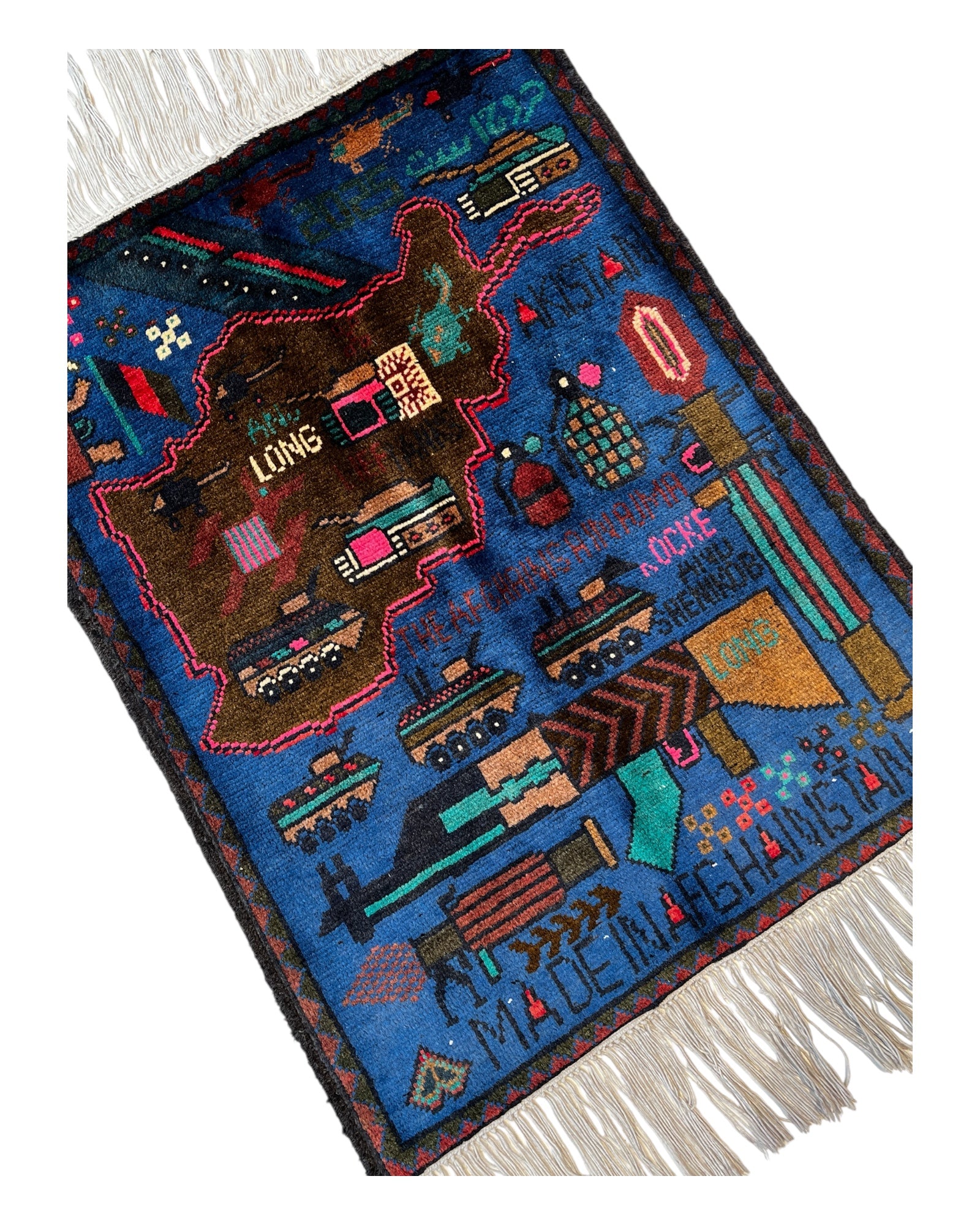 79cm x 60cm Blue & Pink War Rug