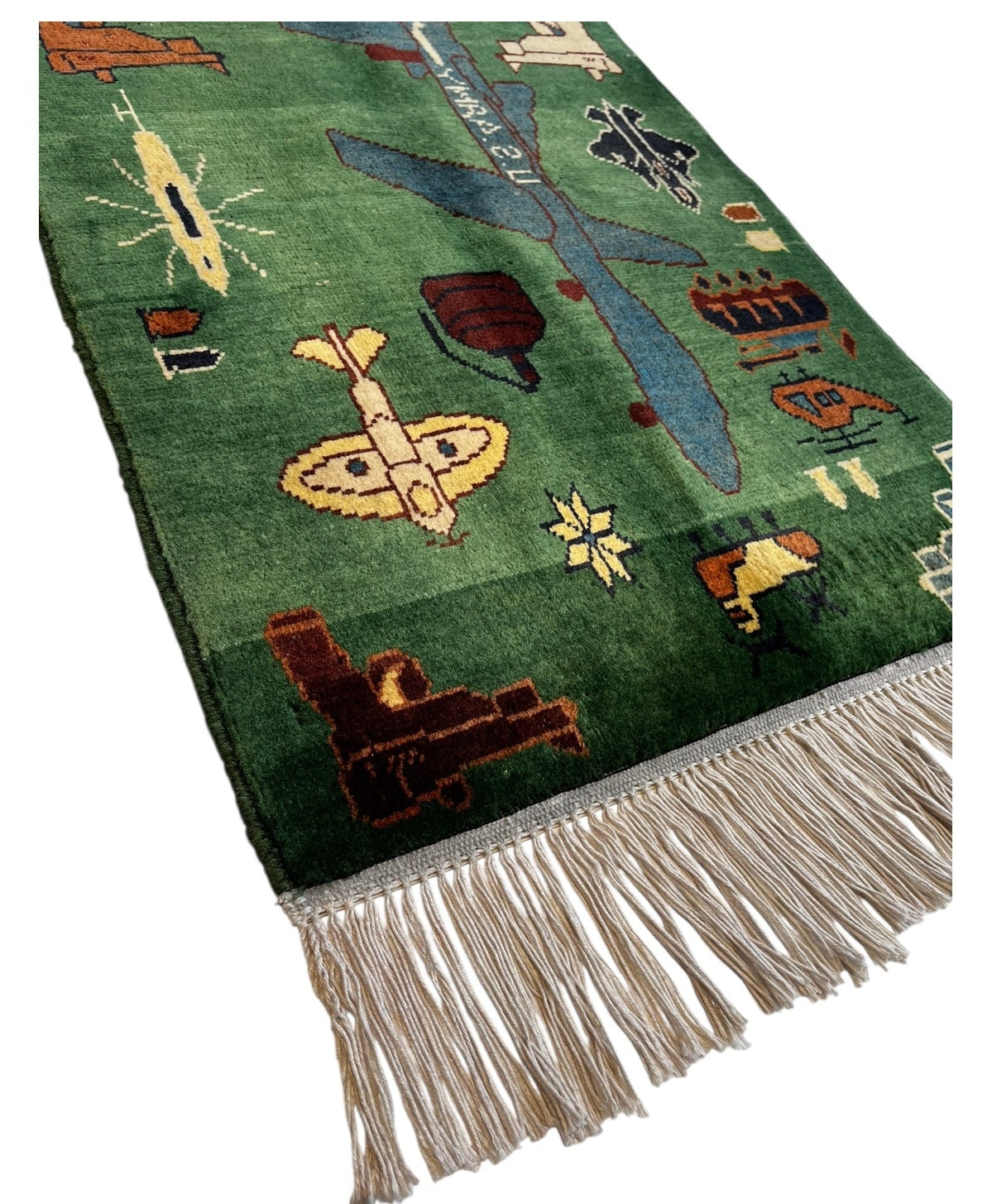80cm x 58cm Green & Blue War Rug