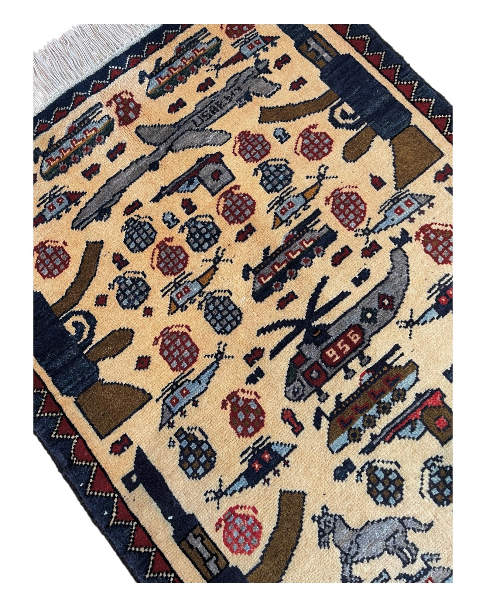 76cm x 66cm Cream & Navy War Rug