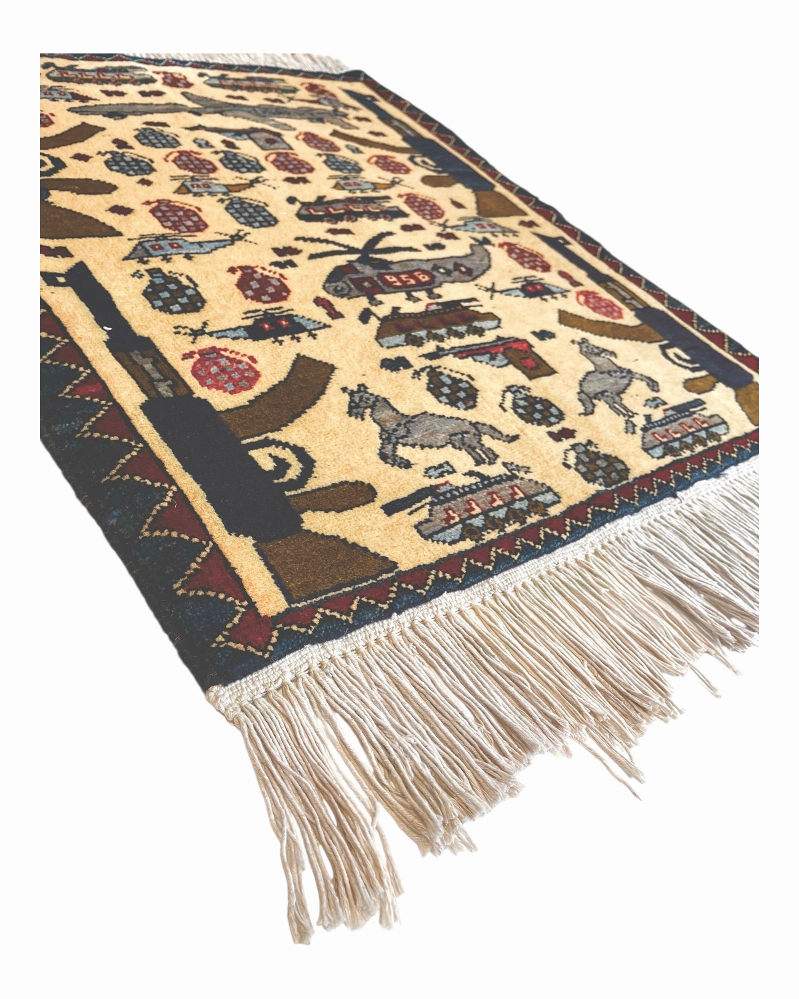 76cm x 66cm Cream & Navy War Rug