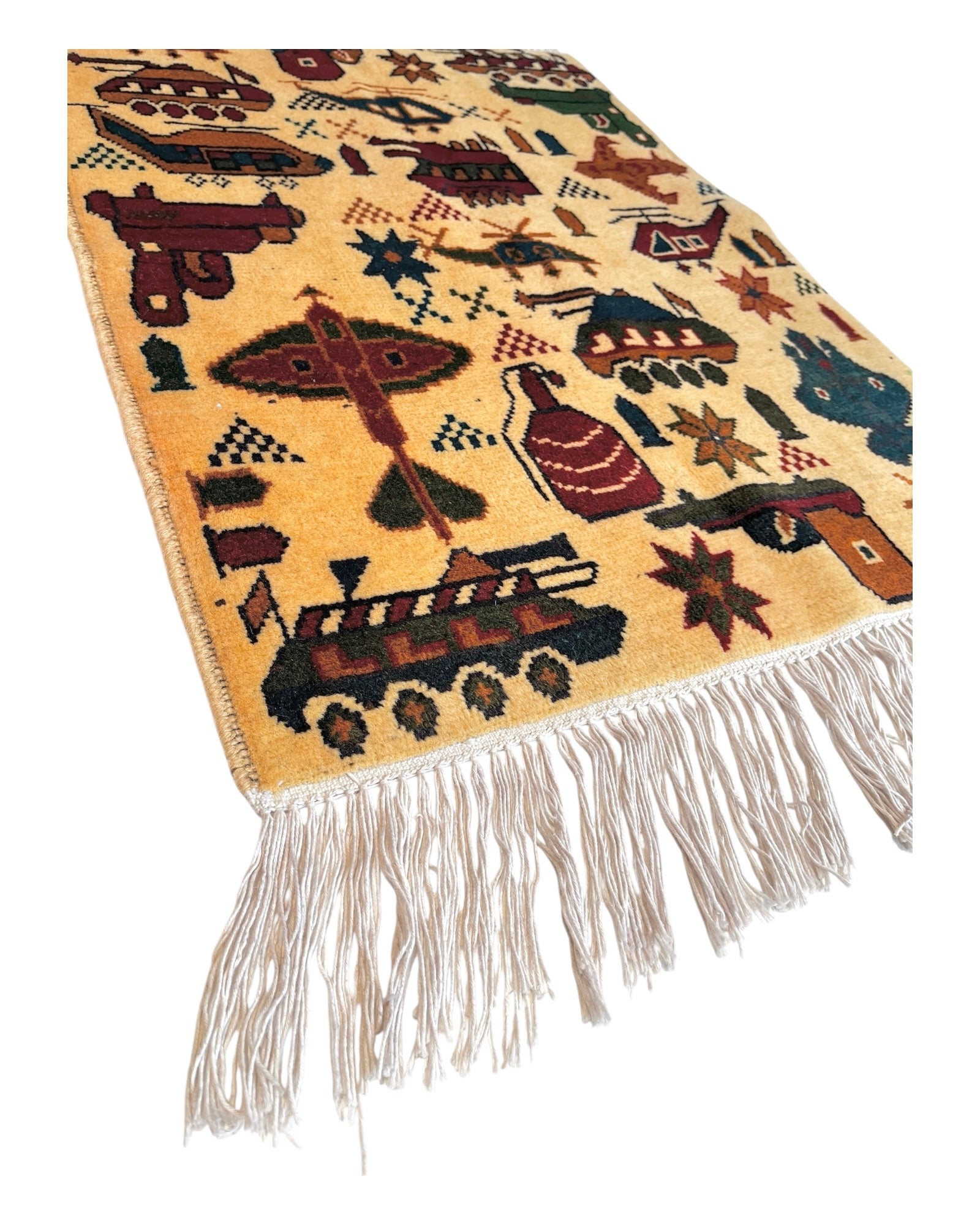 78cm x 60cm Cream, Burgundy & Blue War Rug