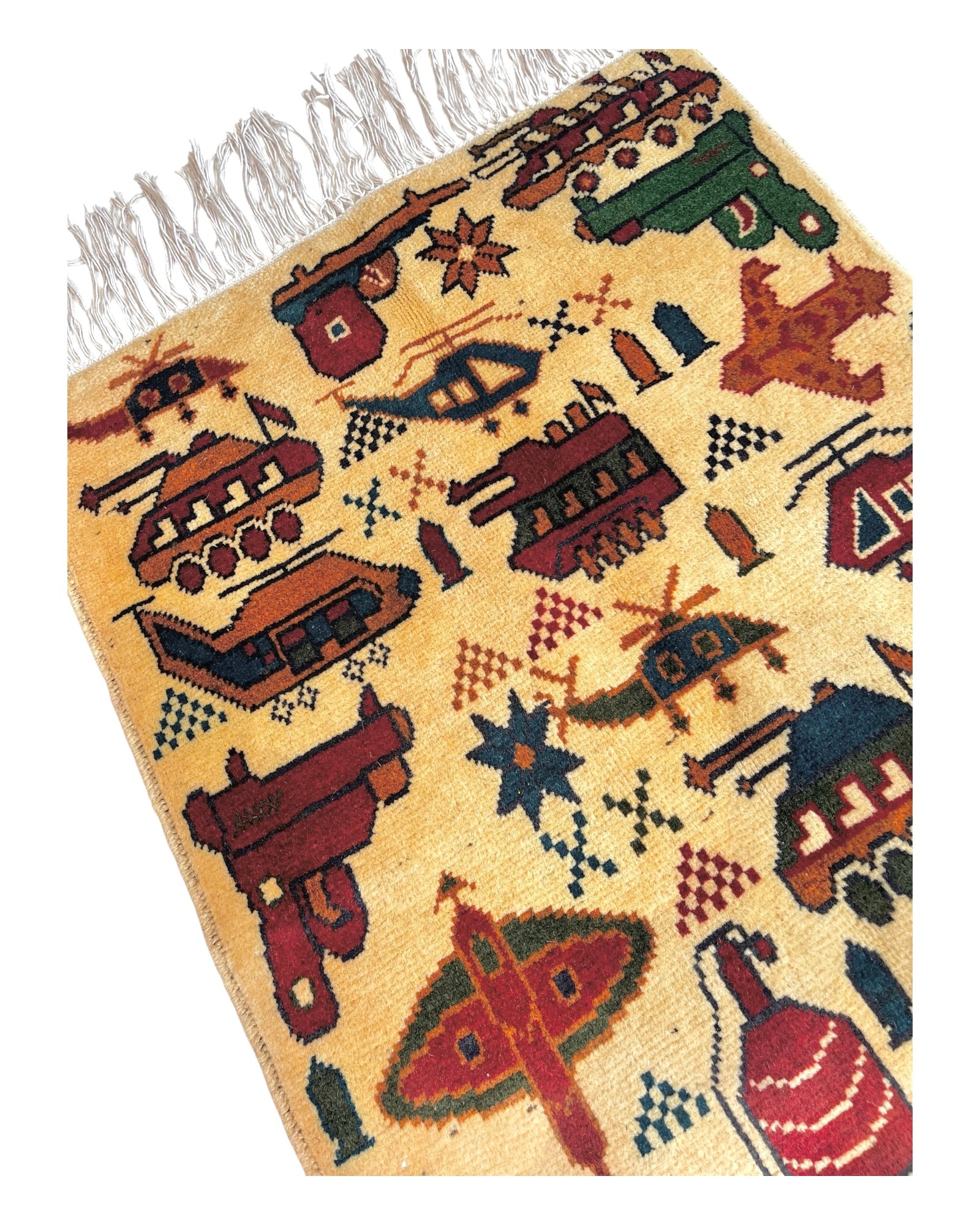 78cm x 60cm Cream, Burgundy & Blue War Rug