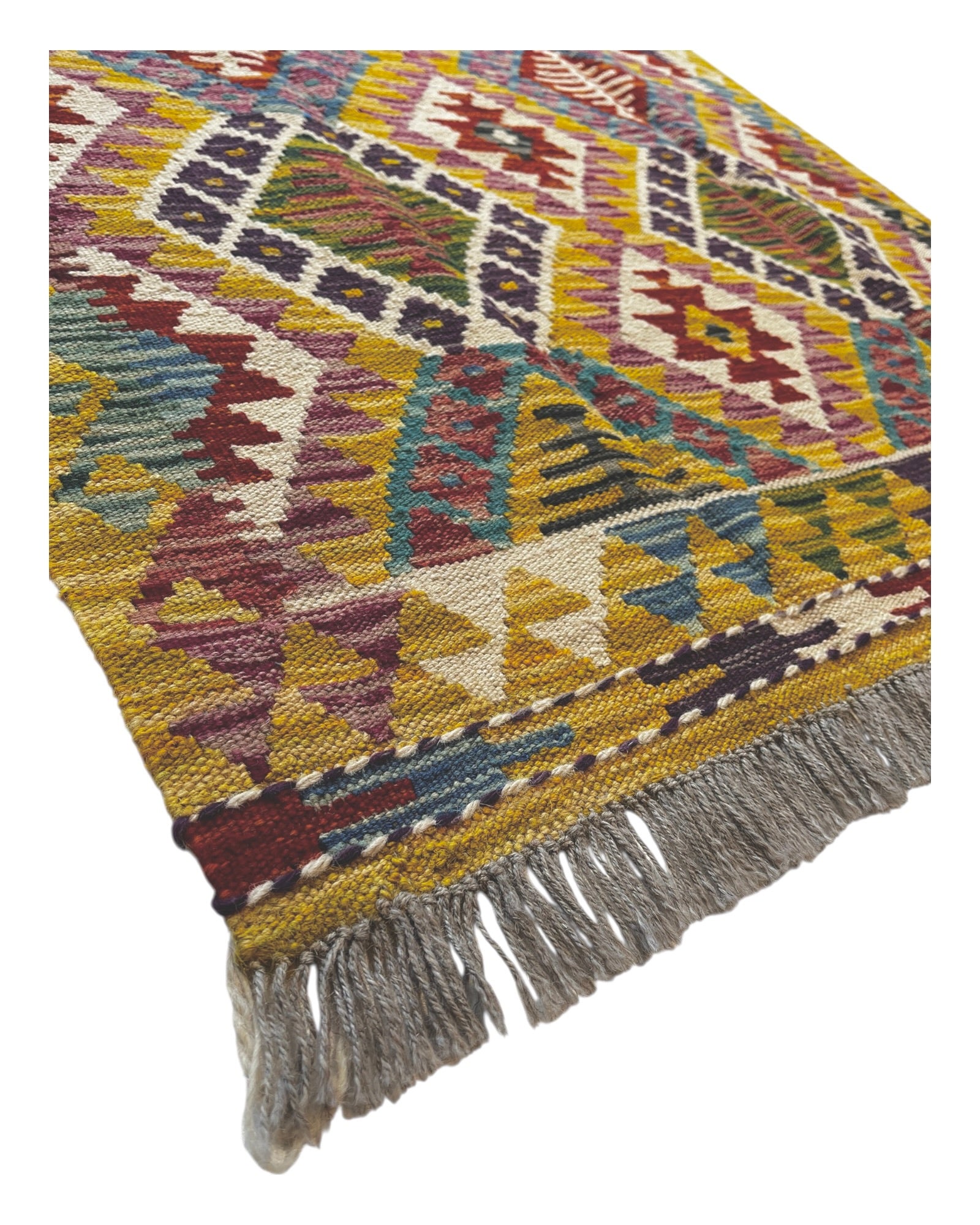 200cm x 94cm Yellow & Green Maymana Kilim