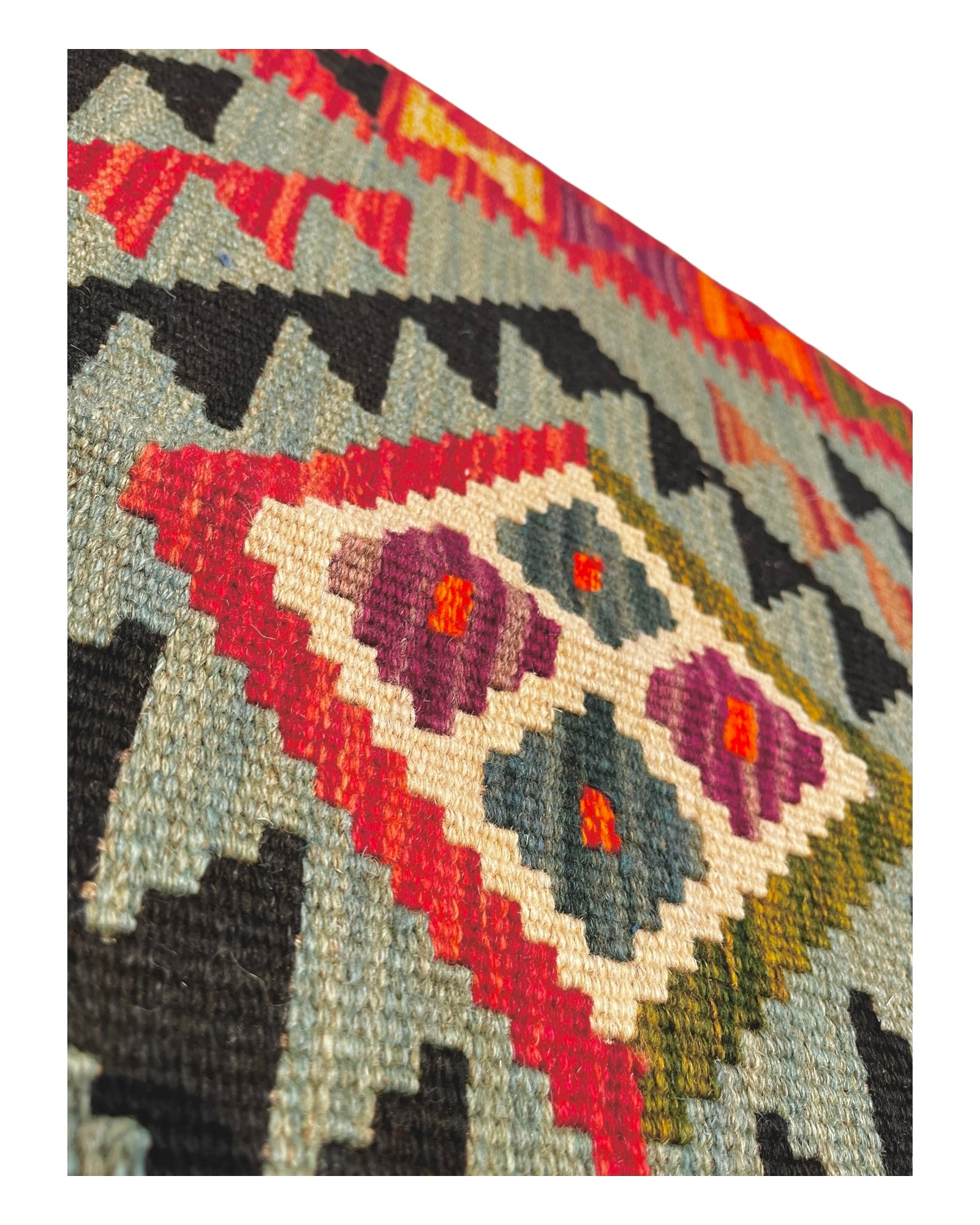 103cm x 60cm Turquoise & Pink Maymana Kilim Doormat