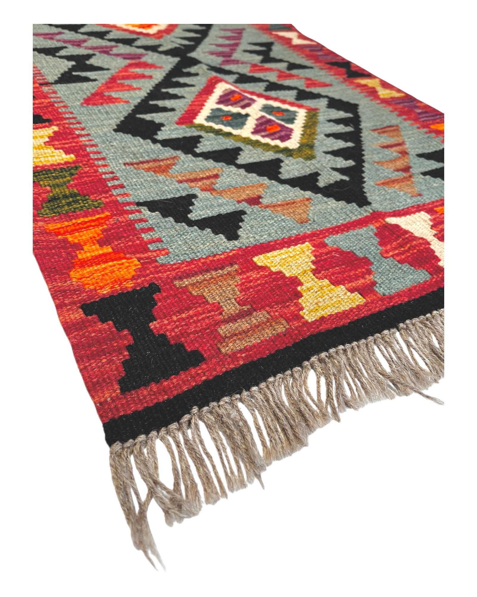 103cm x 60cm Turquoise & Pink Maymana Kilim Doormat