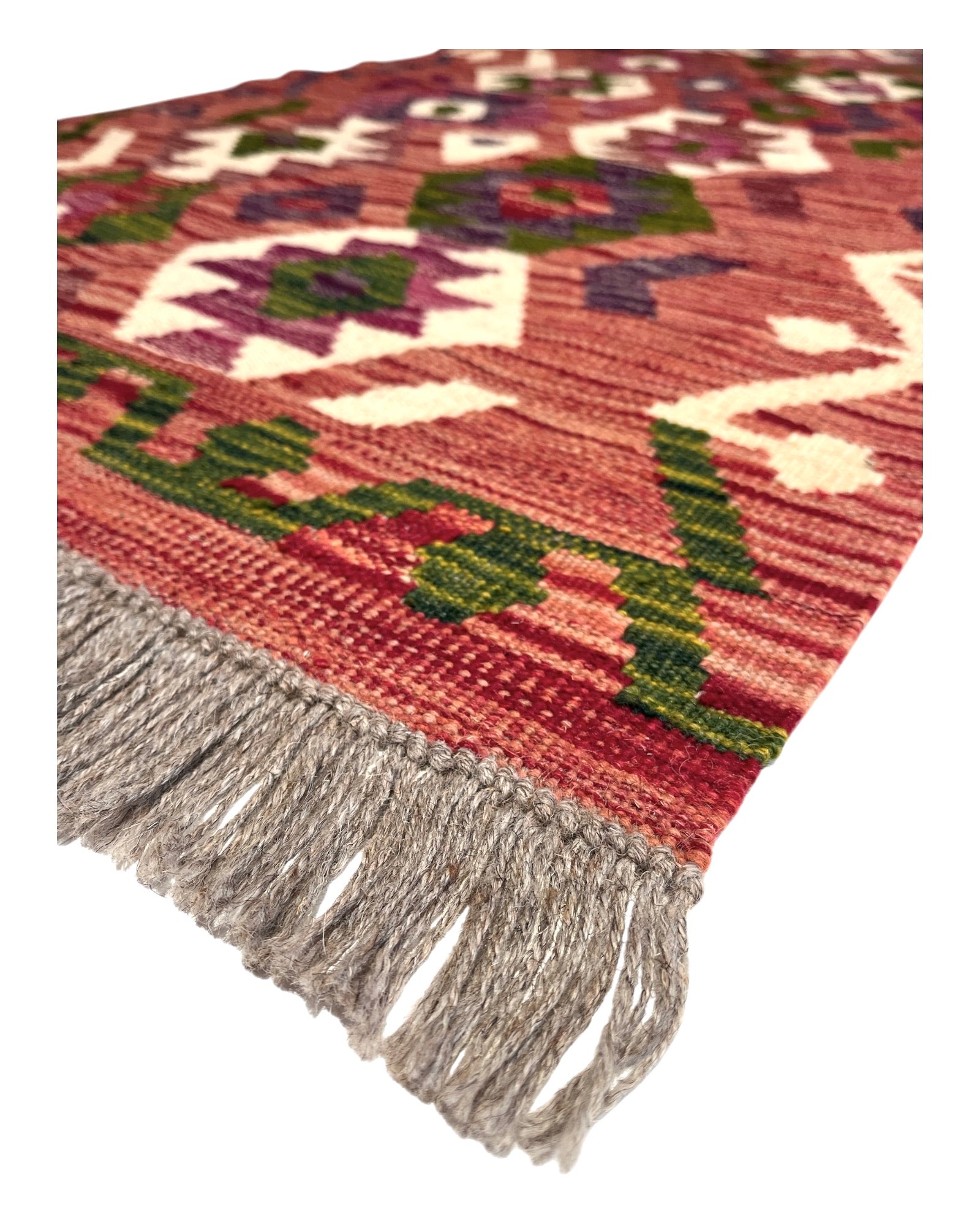 193cm x 76cm Pink & Cream Maymana Kilim Runner