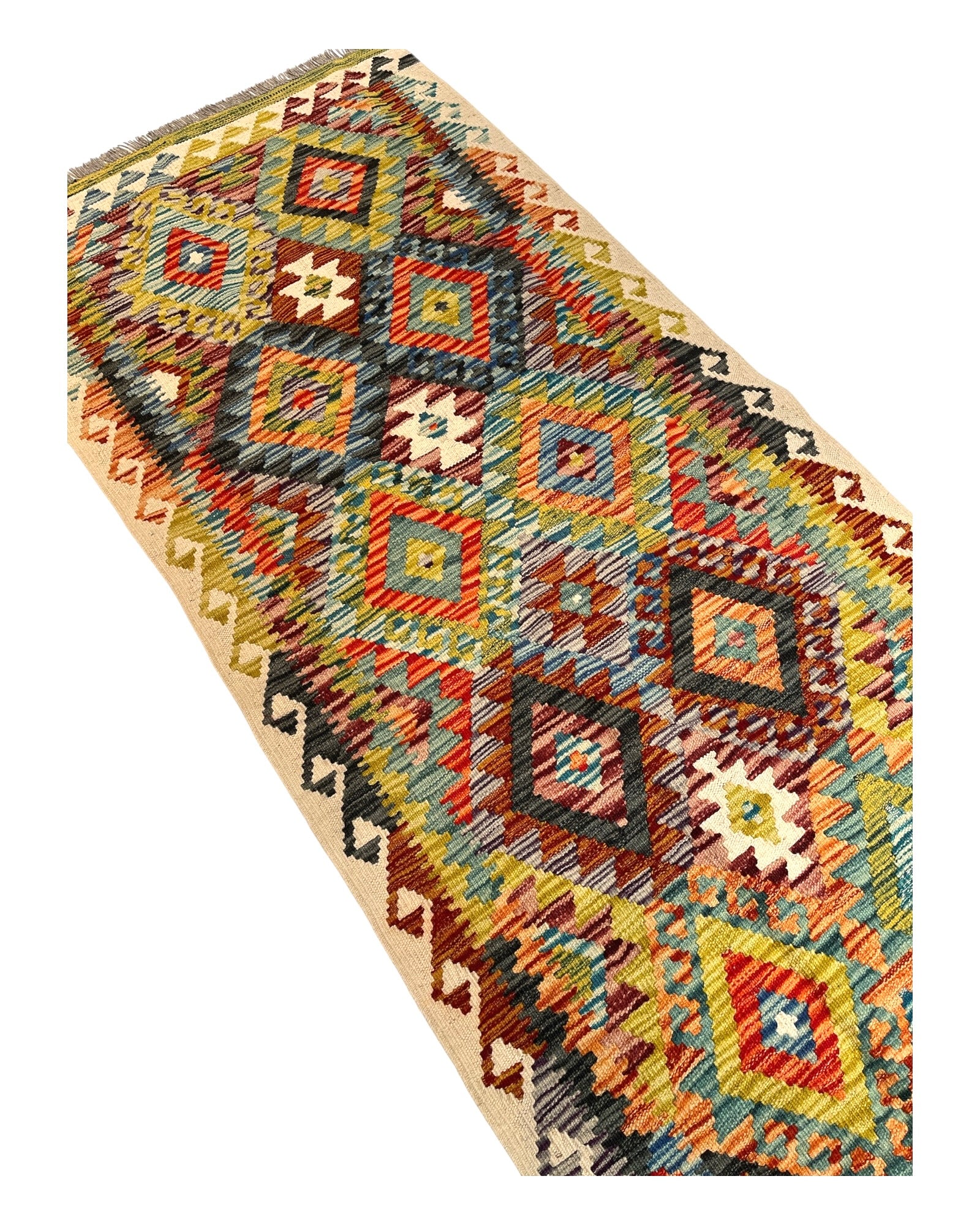 200cm x 83cm Multicoloured Maymana Kilim Runner