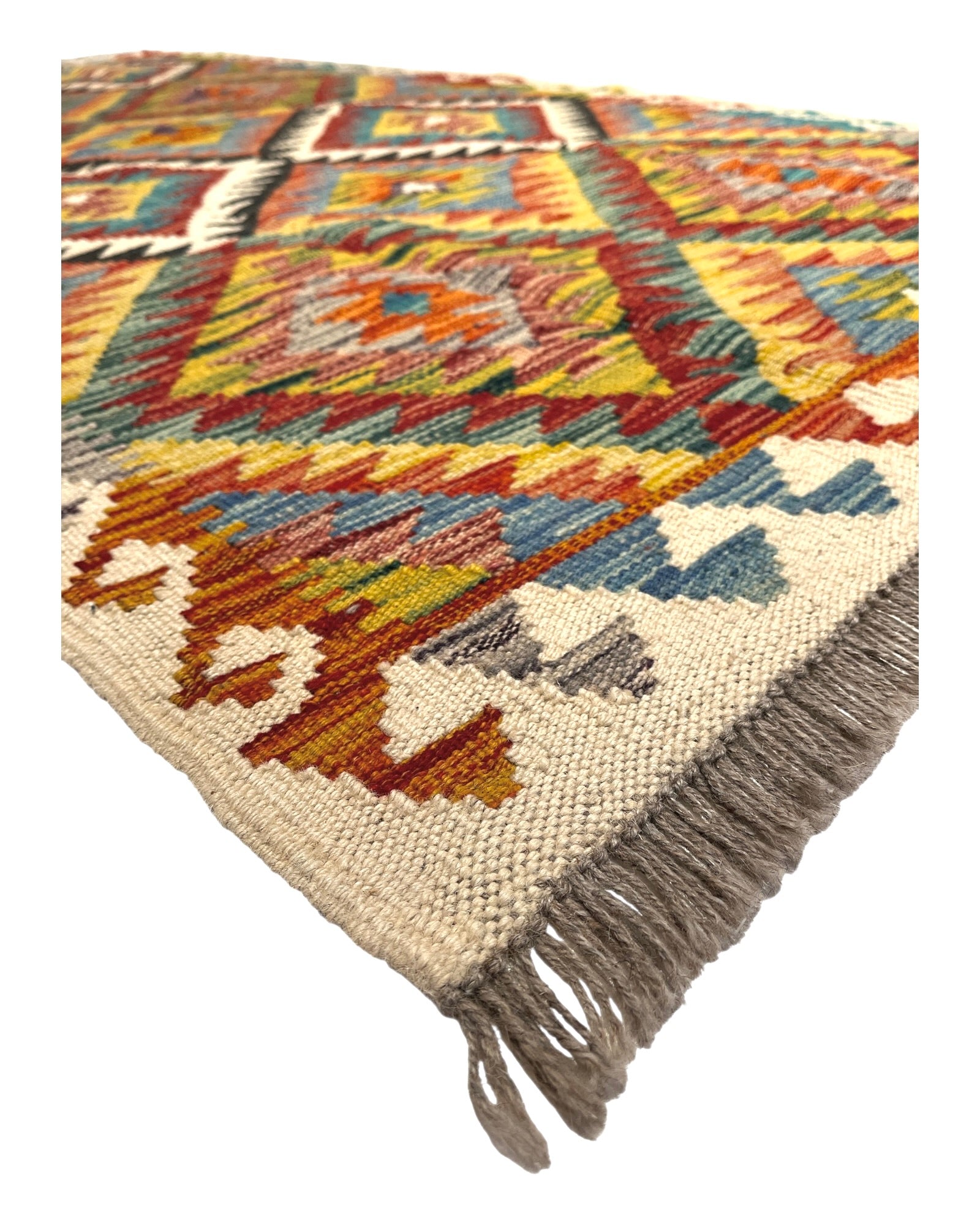 197cm x 100cm Colourful Maymana Kilim Runner