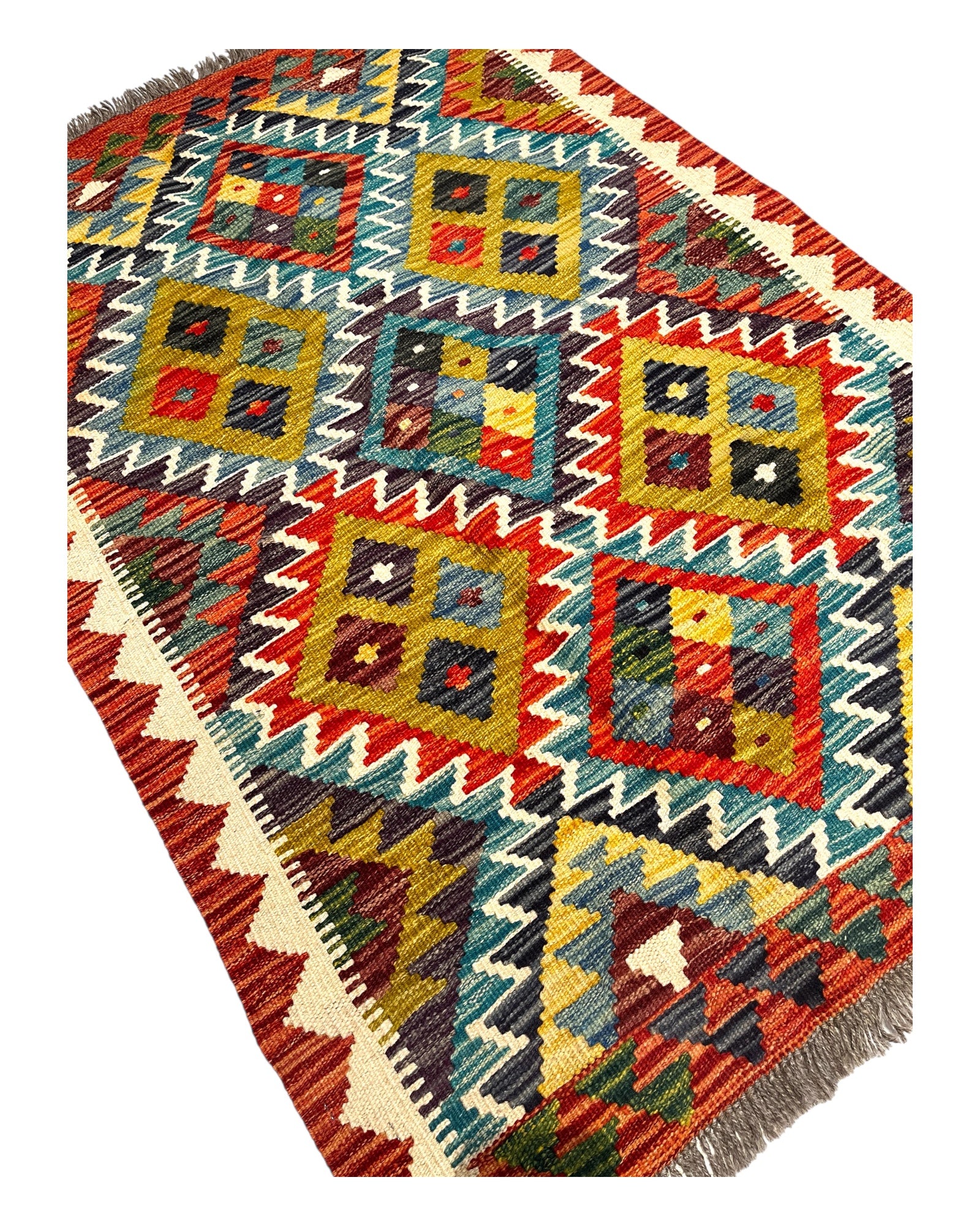 118cm x 81cm Orange Maymana Kilim