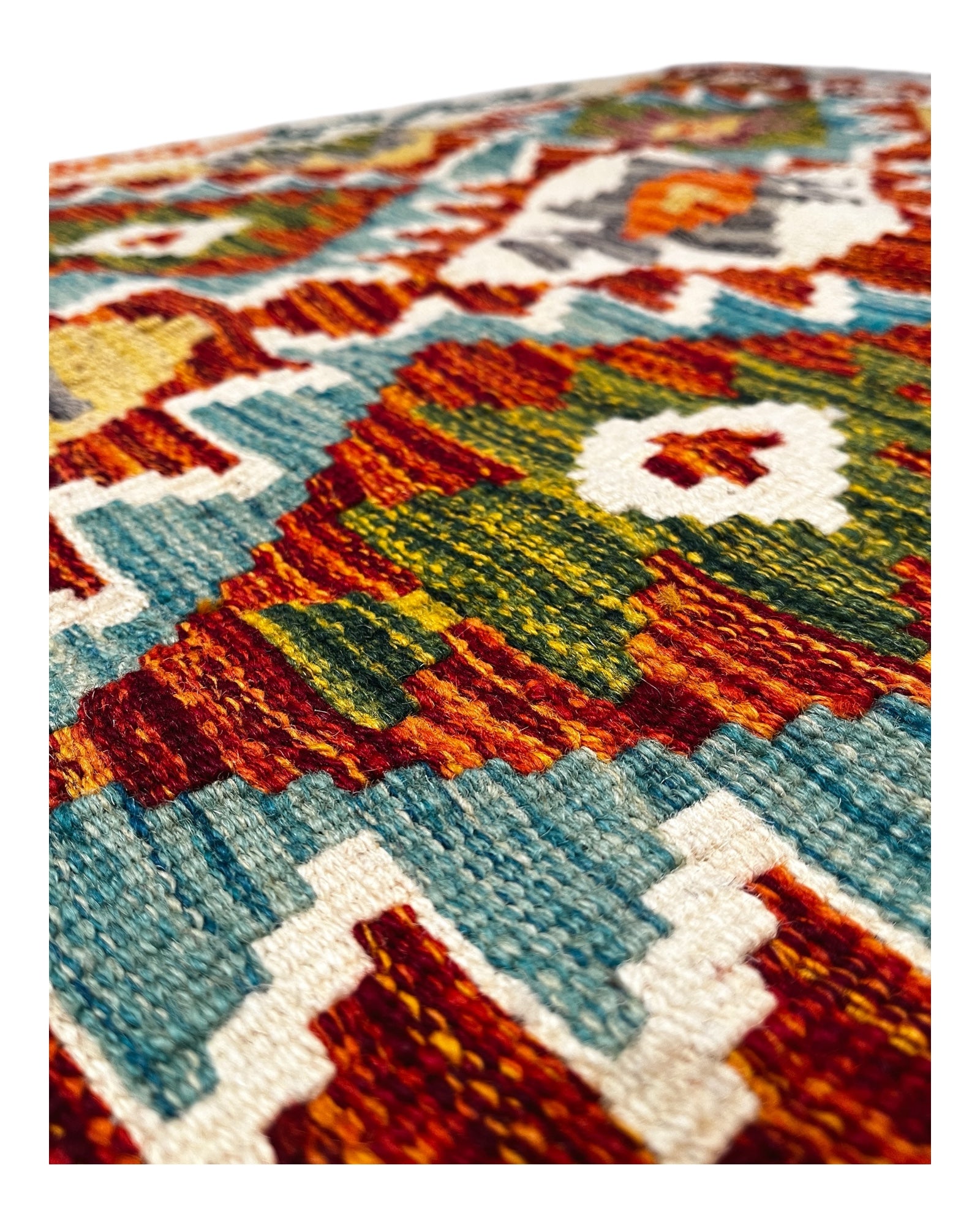 108cm x 82cm Cream & Orange Maymana Kilim