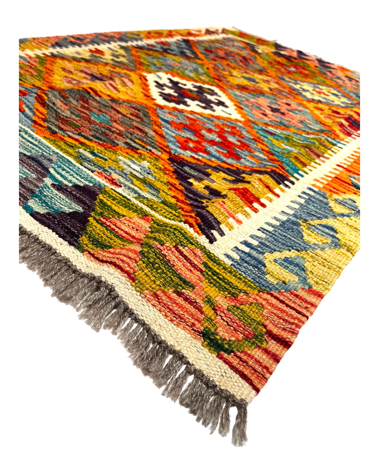 115cm x 80cm Orange & Purple Maymana Kilim