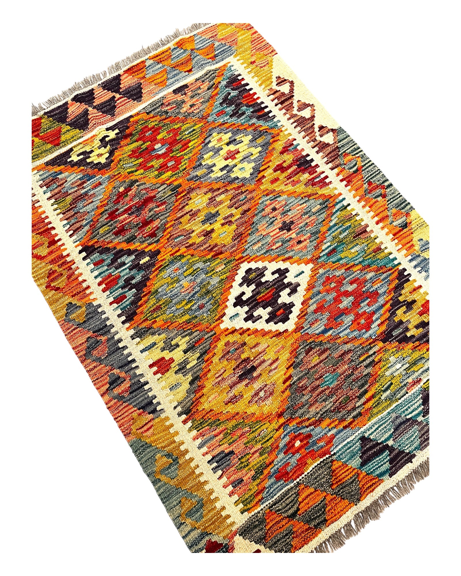 115cm x 80cm Orange & Purple Maymana Kilim