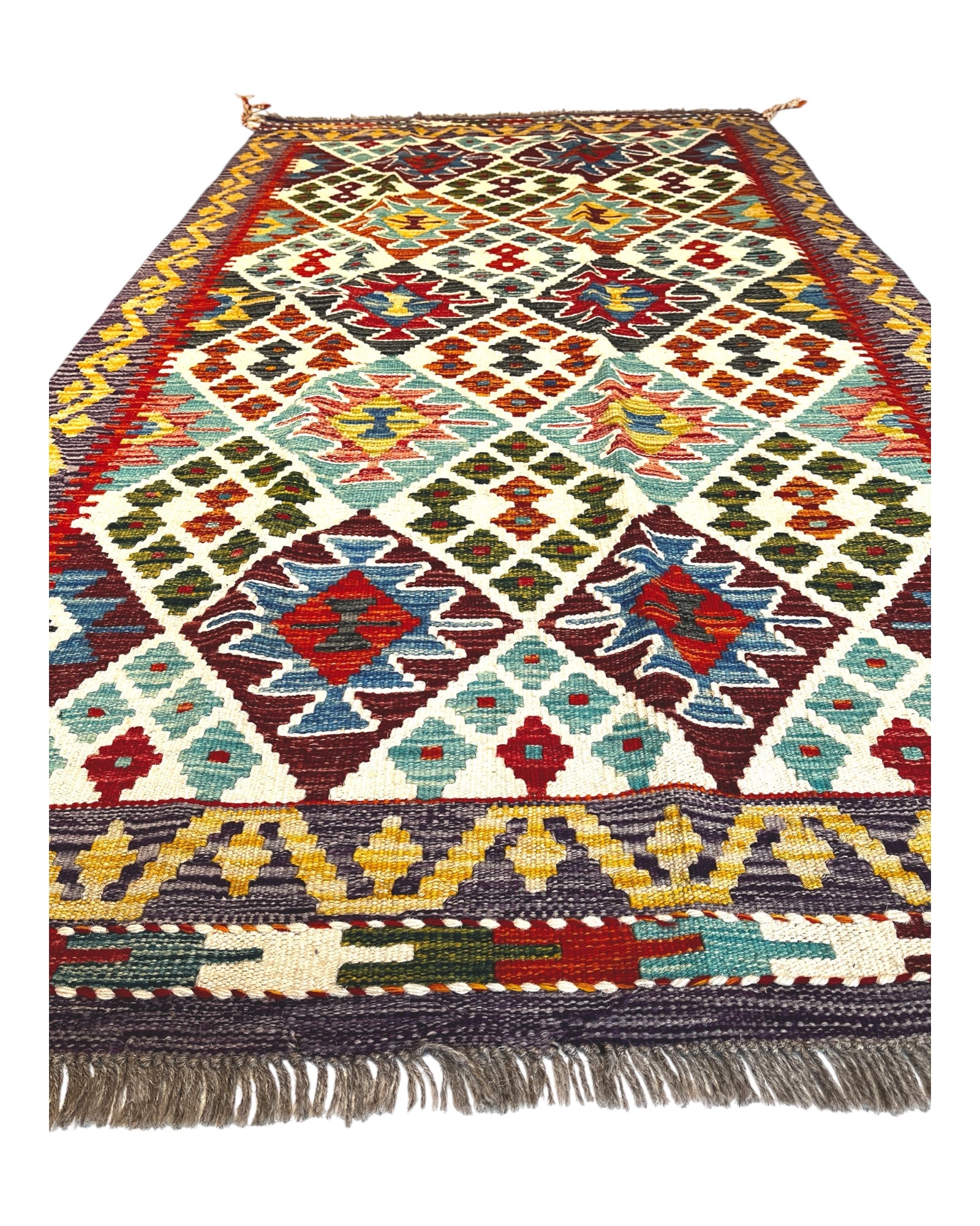 193cm x 104cm Multi-Coloured Maymana Kilim Runner