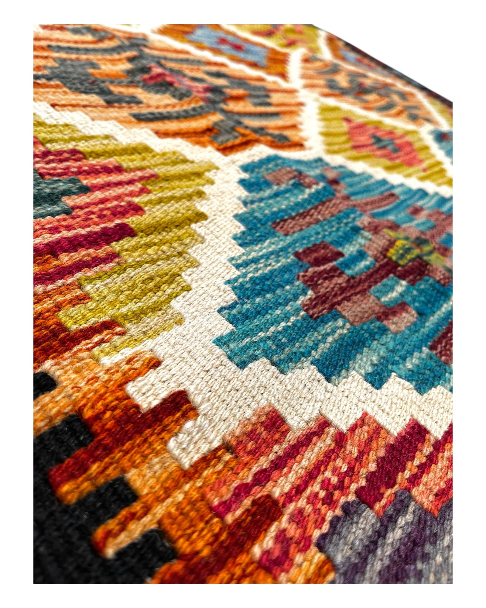 204cm x 102cm Multi-Coloured Maymana Kilim Runner