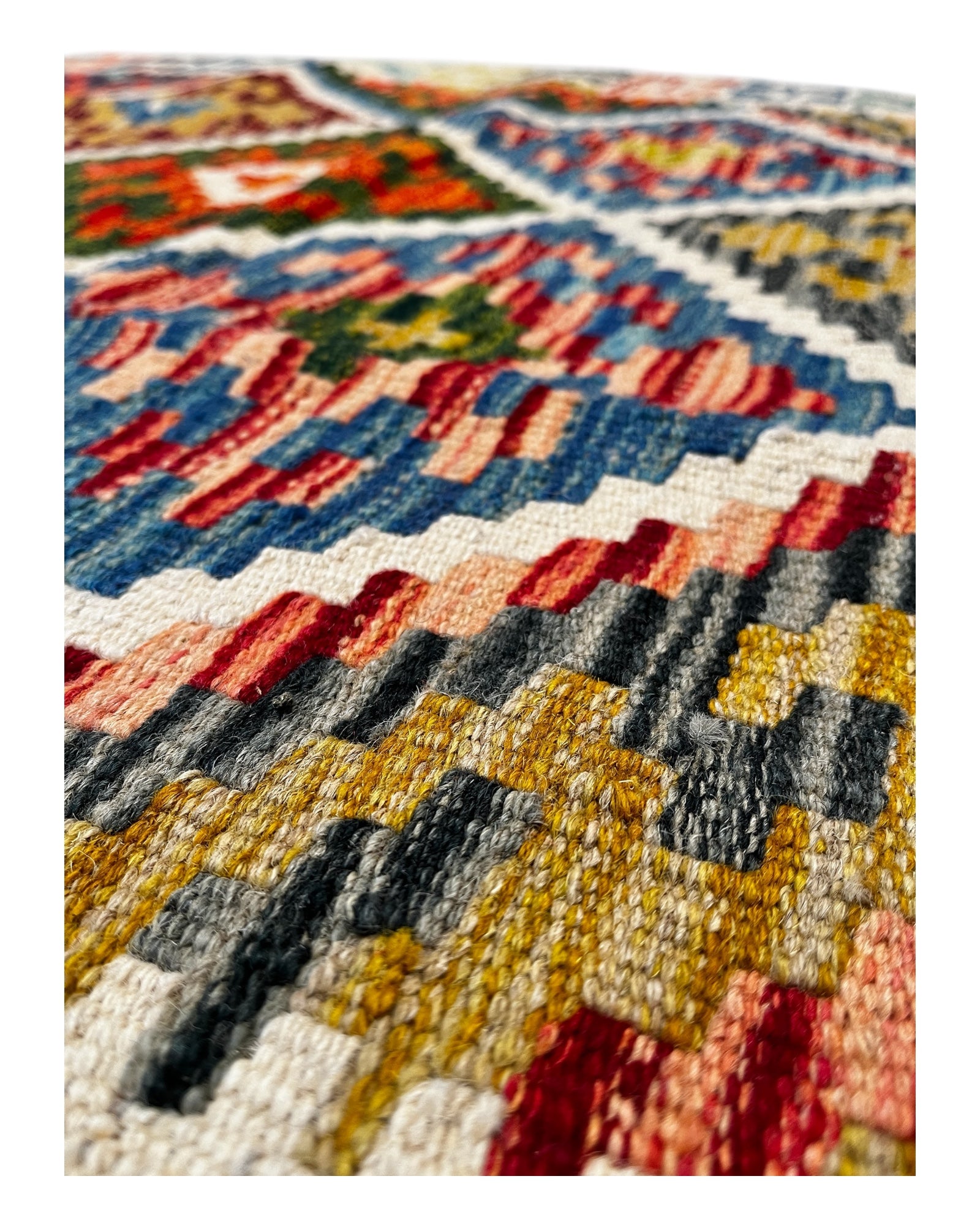 207cm x 100cm Cream & Green Maymana Kilim Runner