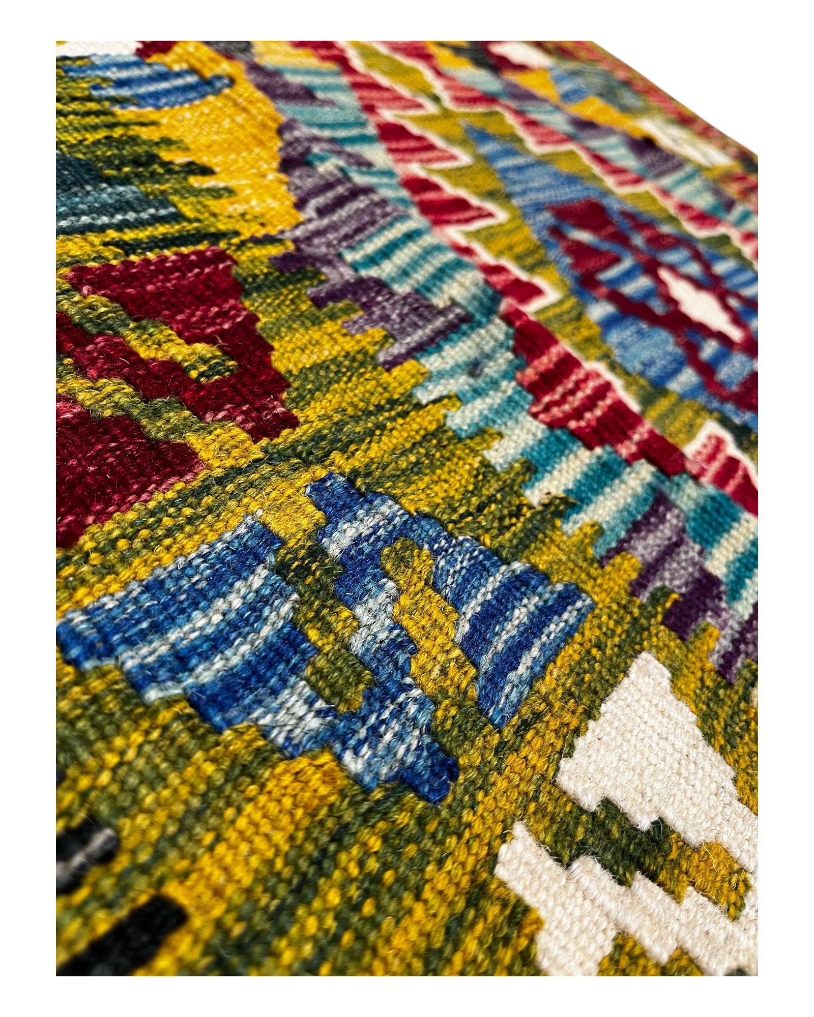 195cm x 80cm Green & Pink Maymana Kilim Runner