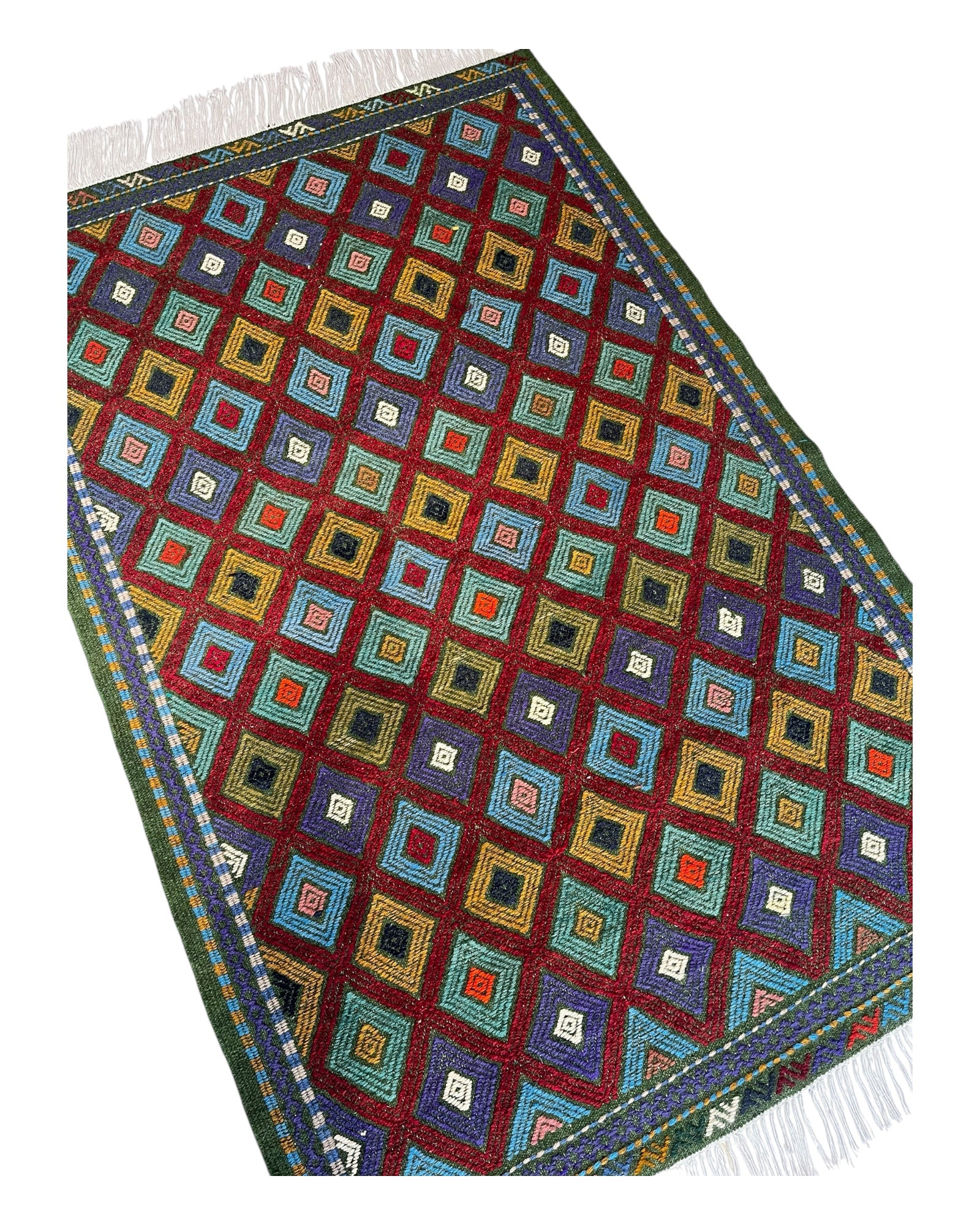 148cm x 100cm Burgundy Turkoman Kilim