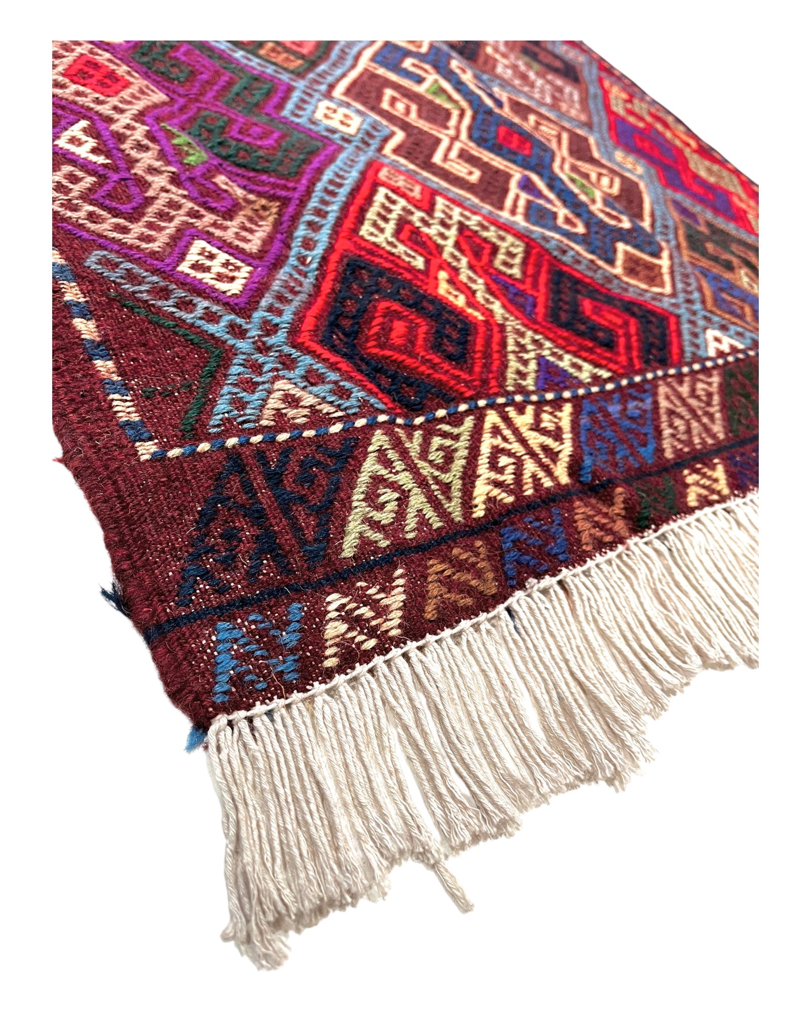 124cm x 83cm Purple & Brown Turkoman Kilim