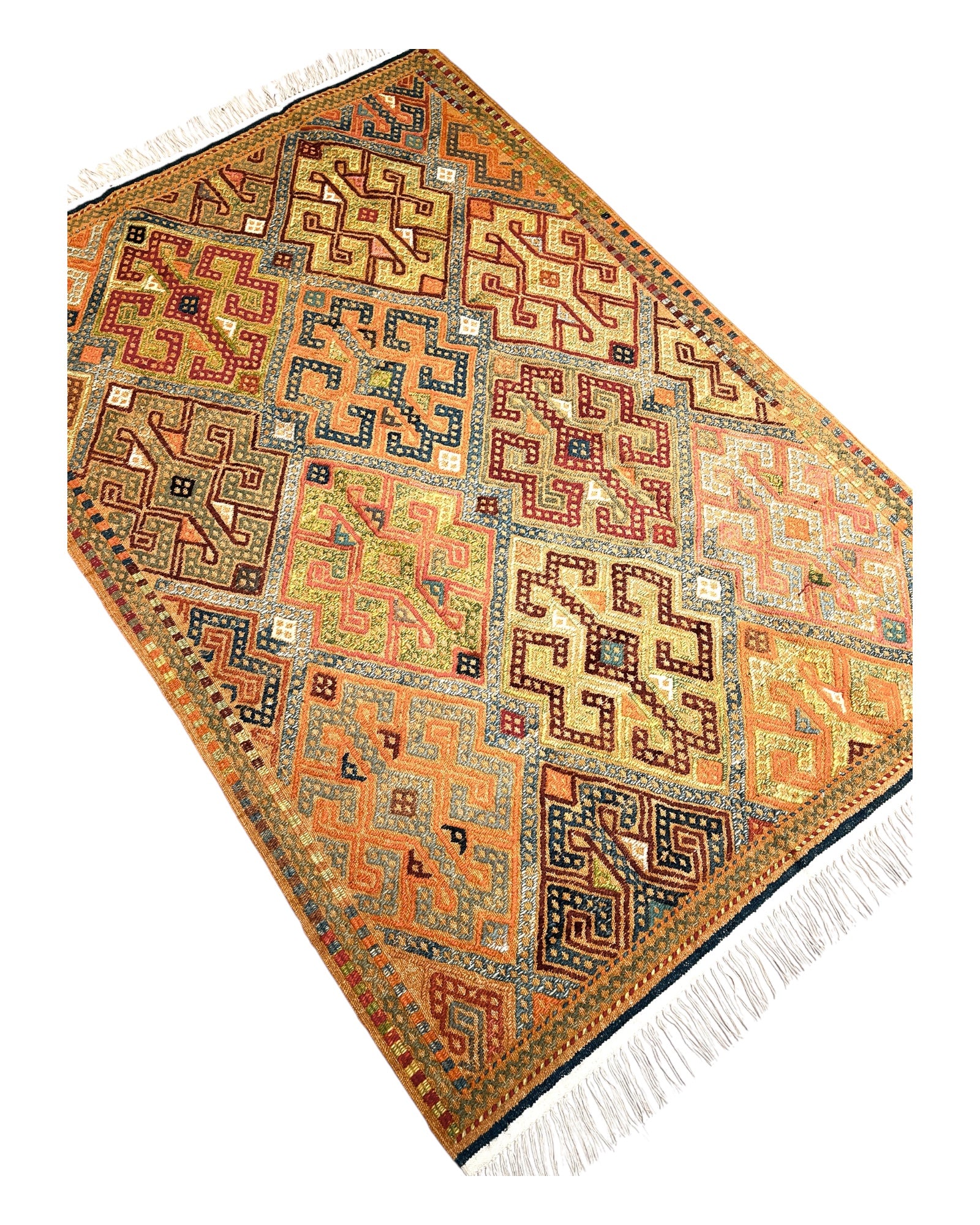 148cm x 100cm Mustard Turkoman Kilim