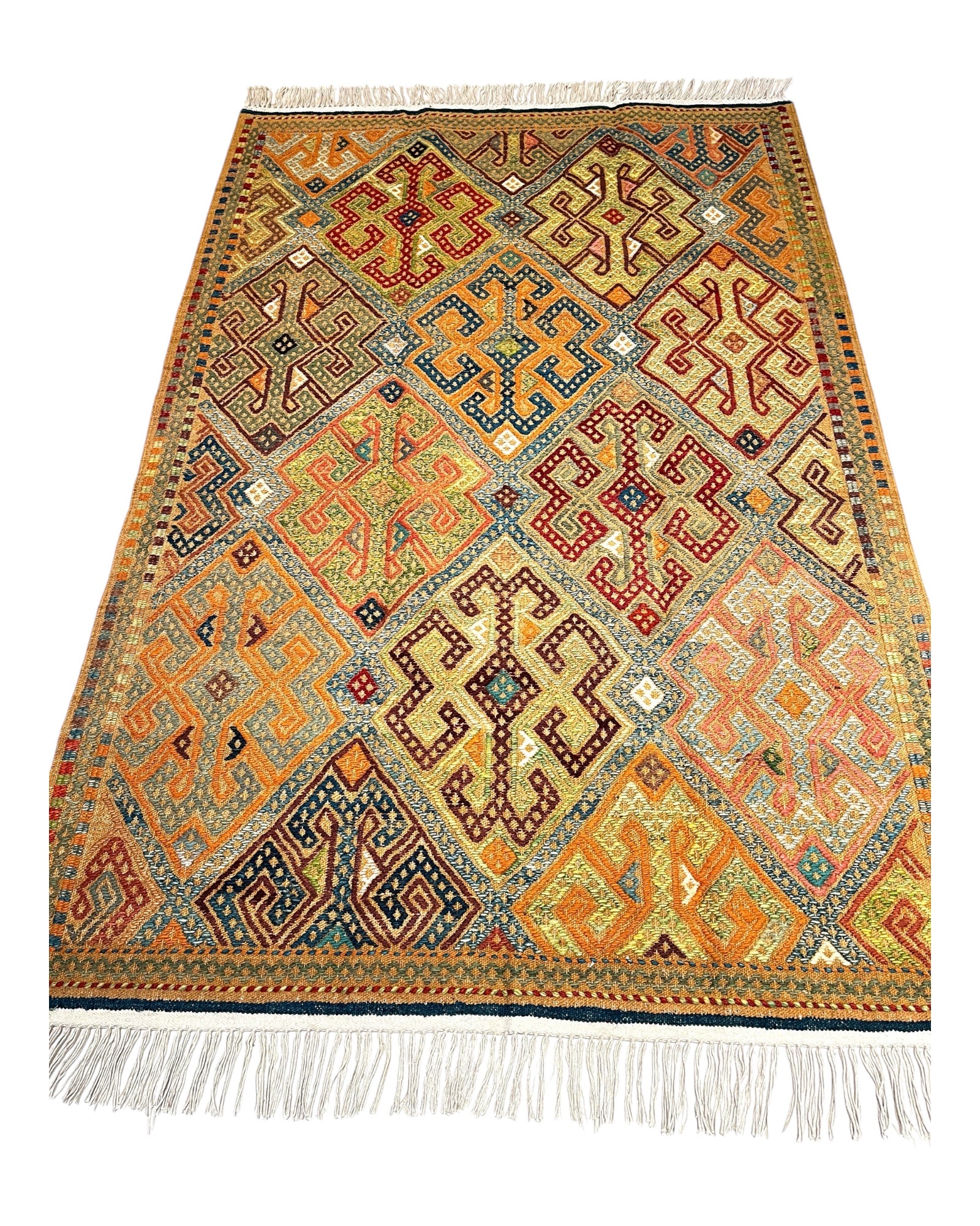 148cm x 100cm Mustard Turkoman Kilim