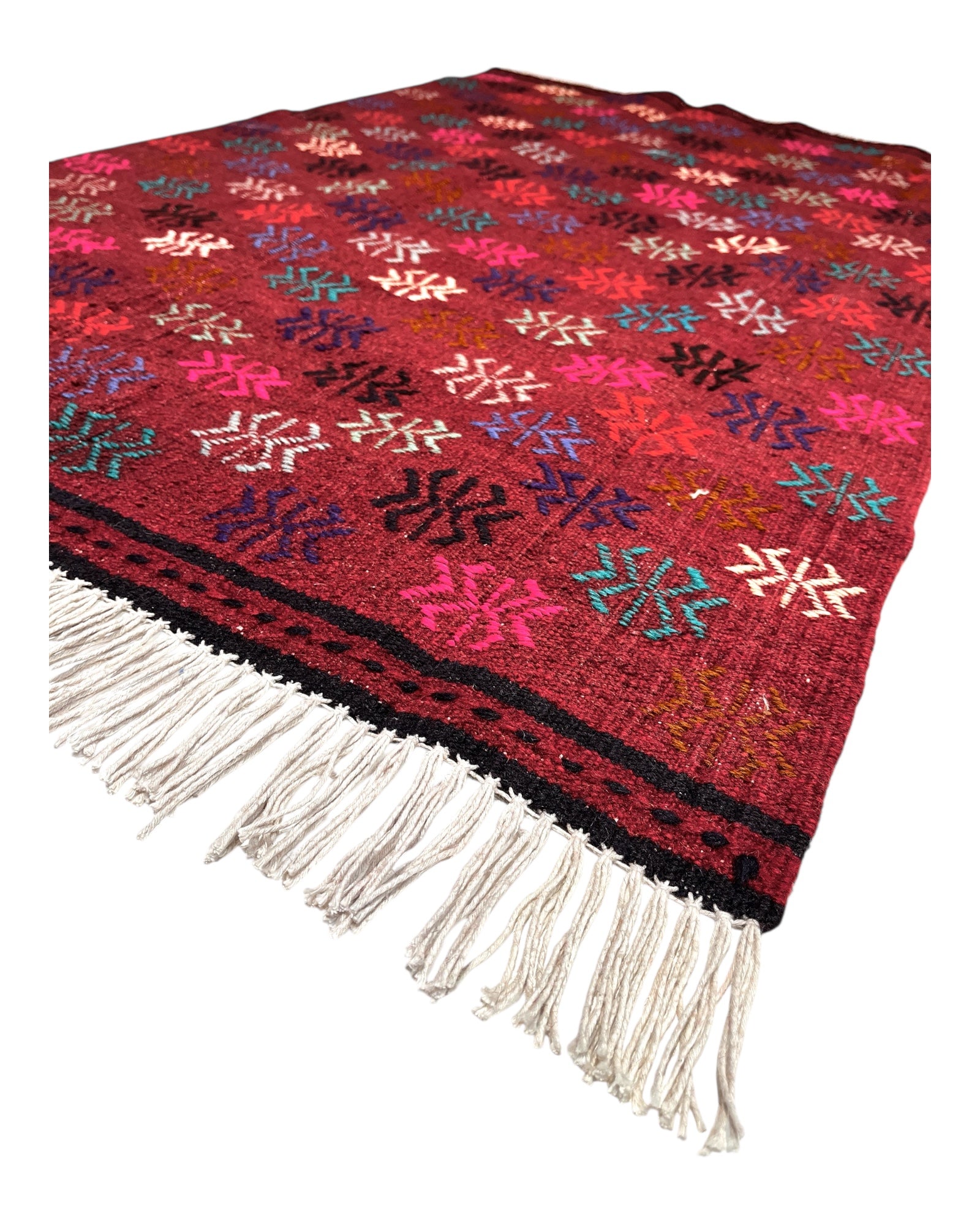 125cm x 80cm Pink & Burgundy Turkoman Kilim