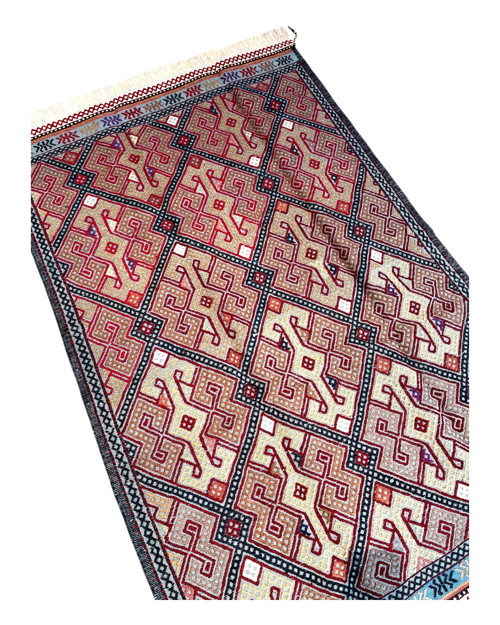 155cm x 97cm Pink & Blue Turkoman Kilim