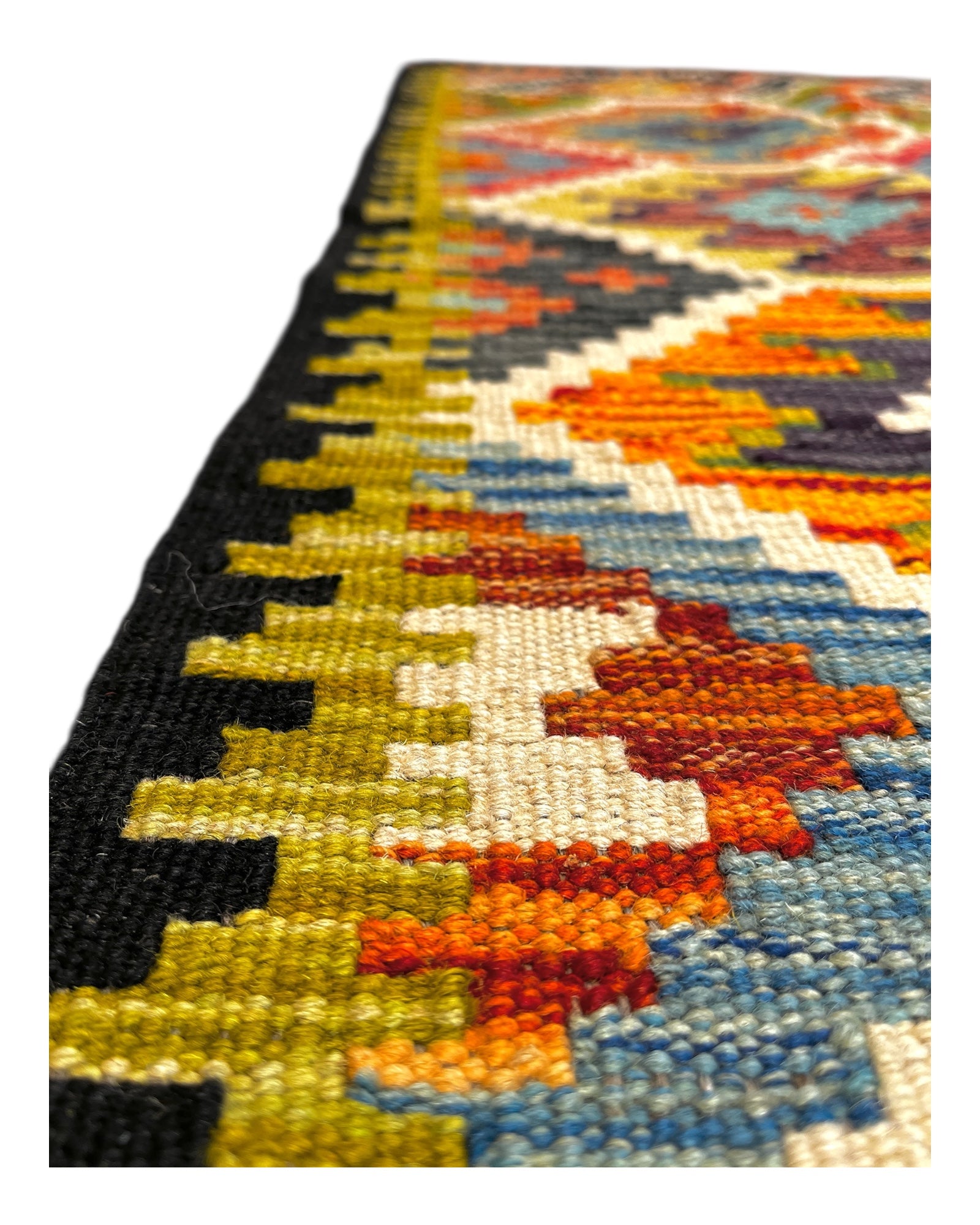 130cm x 80cm Green & Yellow Maymana Kilim